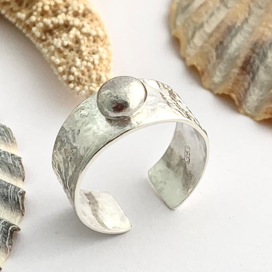 925 Sterling Silver Open Pebble Ring