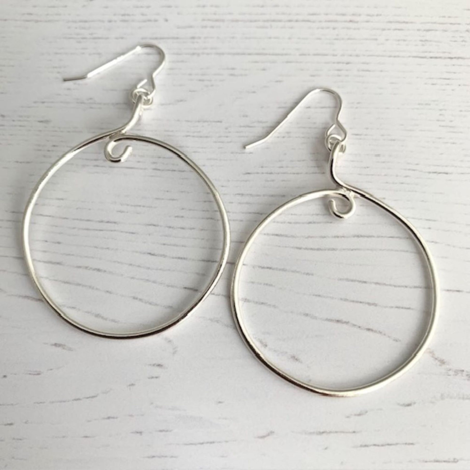 925 Sterling Silver Plain Dangly Hoop Earrings