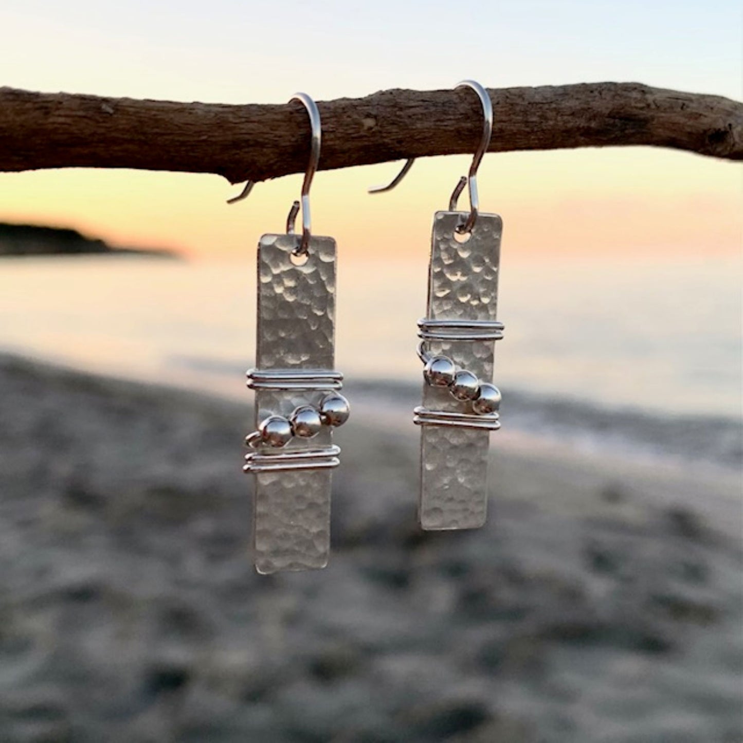 925 Sterling Silver Stick Earrings with Beads