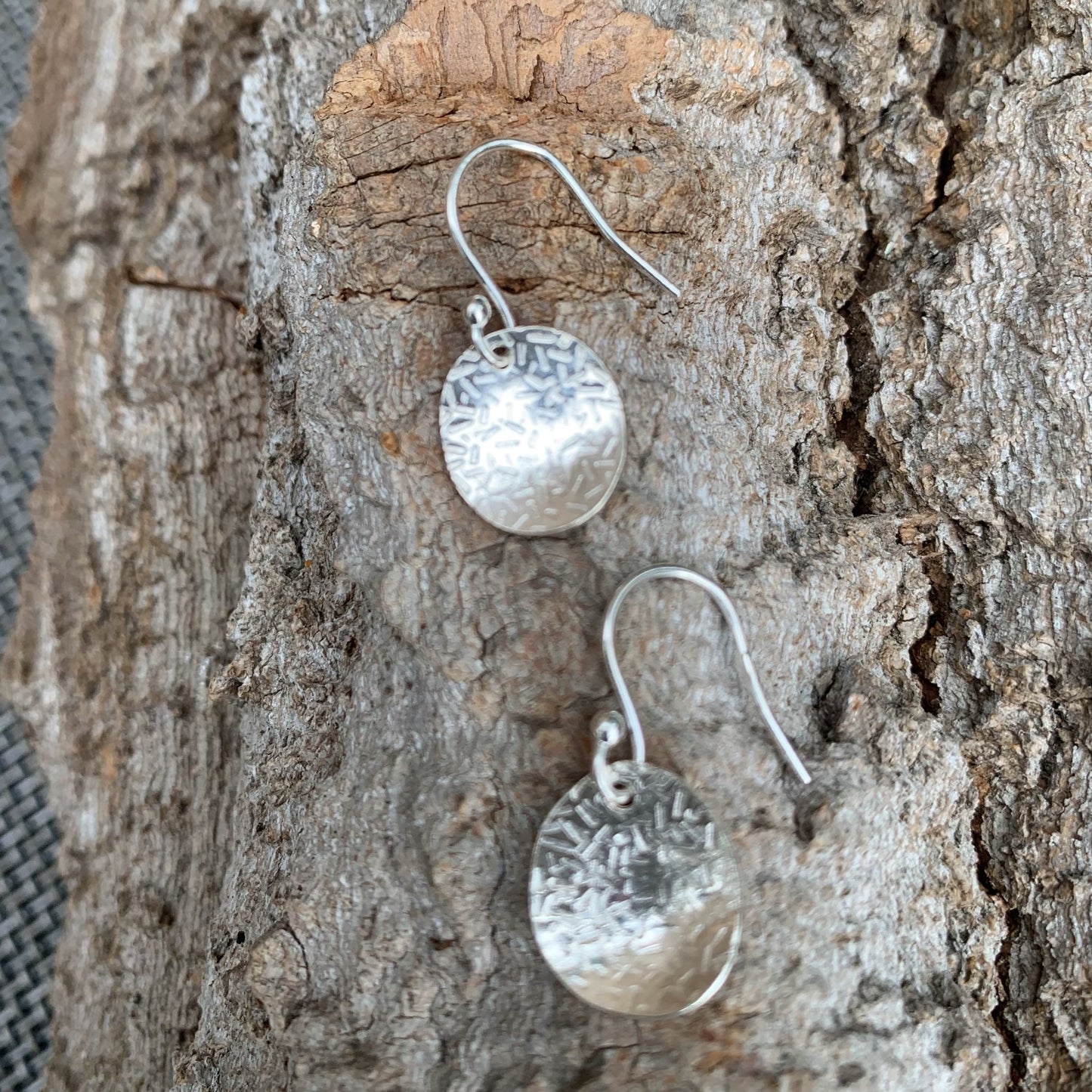 925 Sterling Silver Textured Oval Earrings