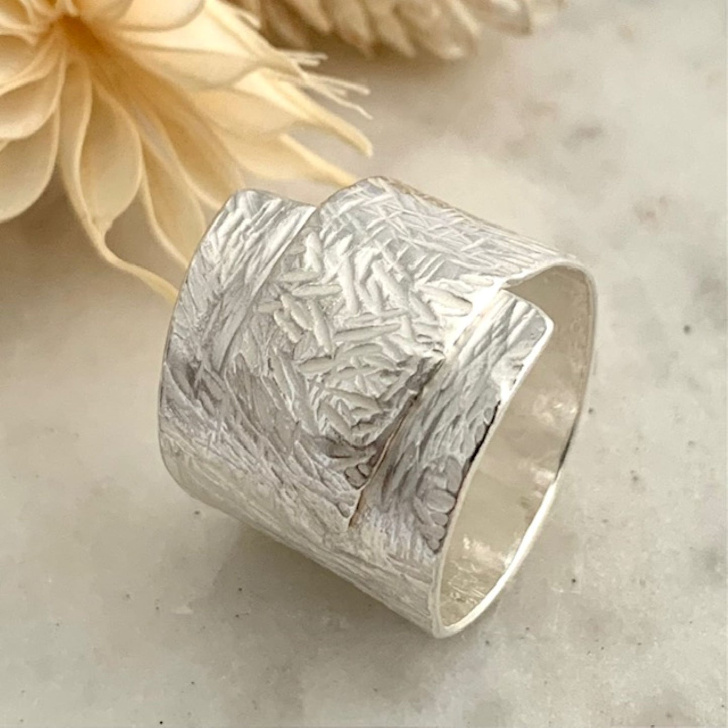 925 Sterling Silver Textured Wrap Ring