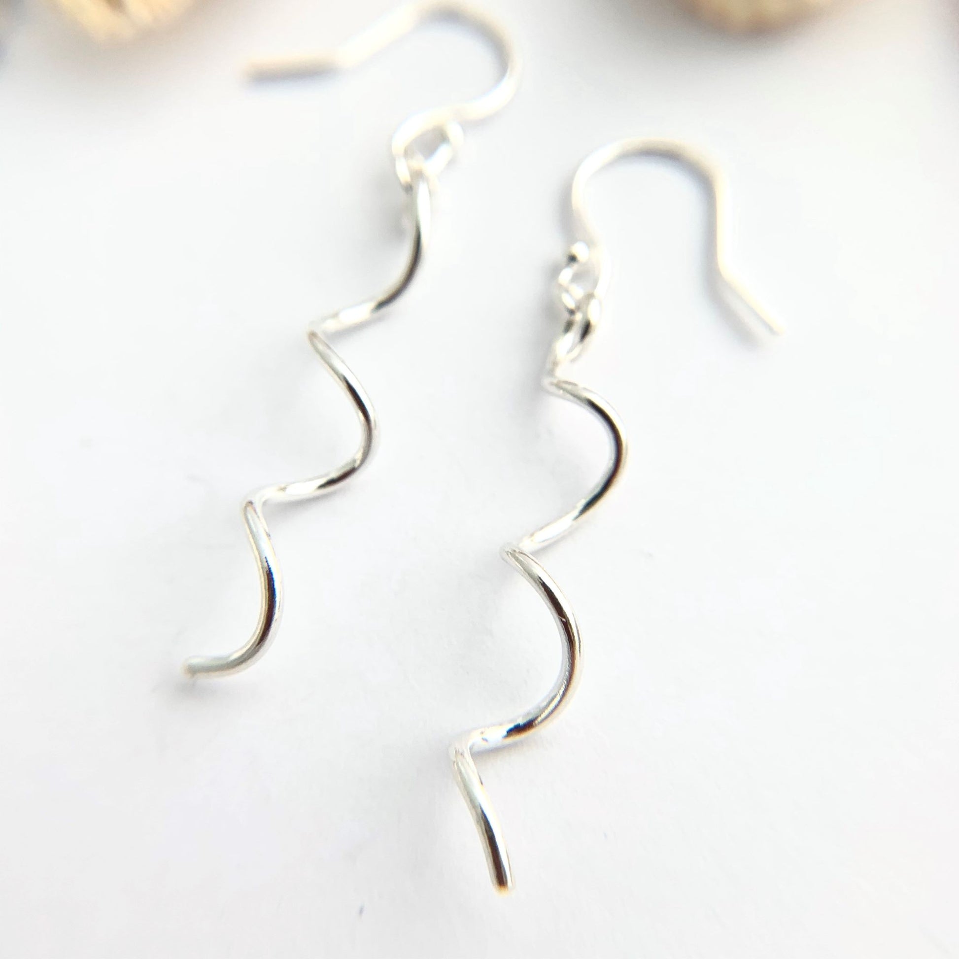 925 Sterling Silver Wavy Drop Earrings