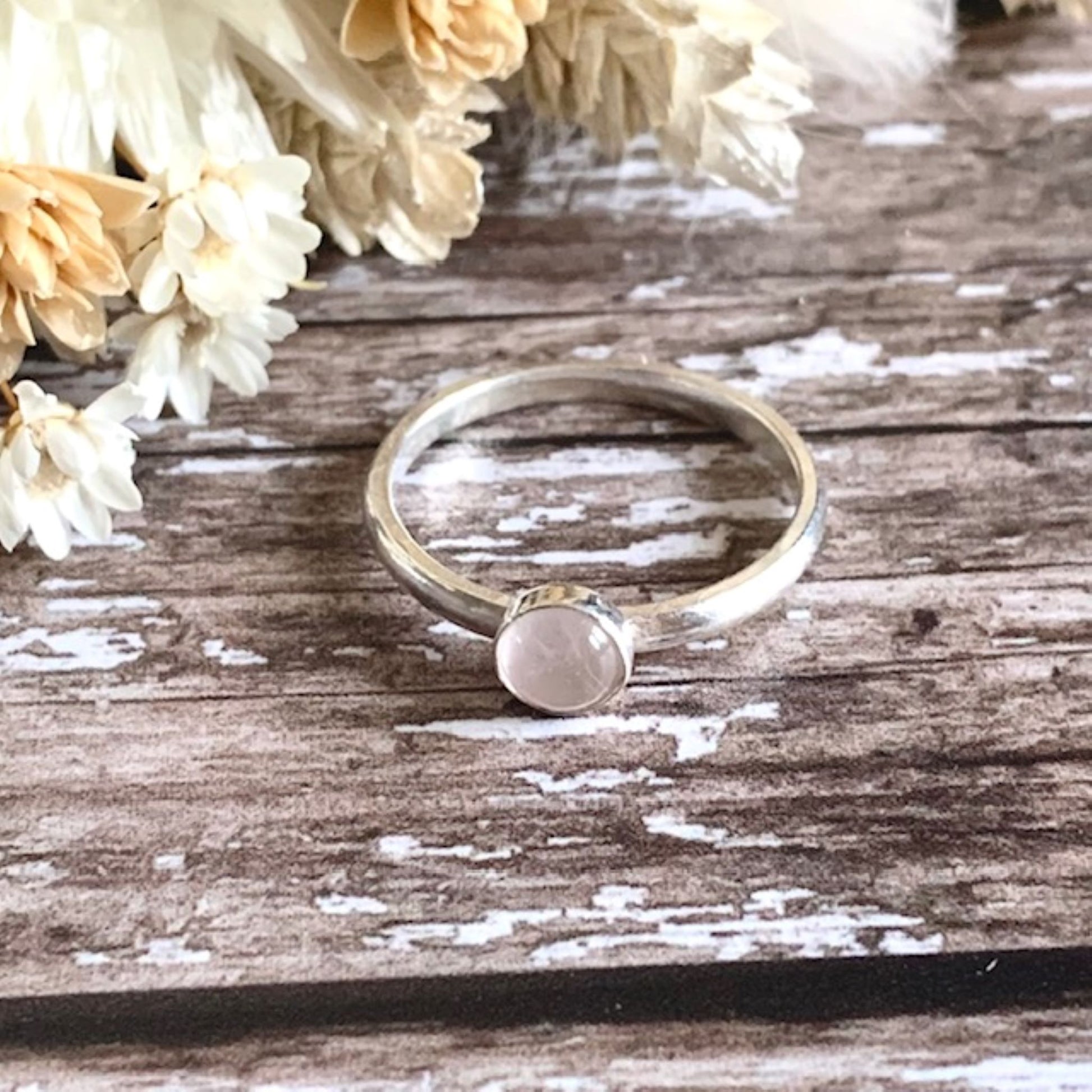 925 Sterling Silver White Moonstone Stacking Ring
