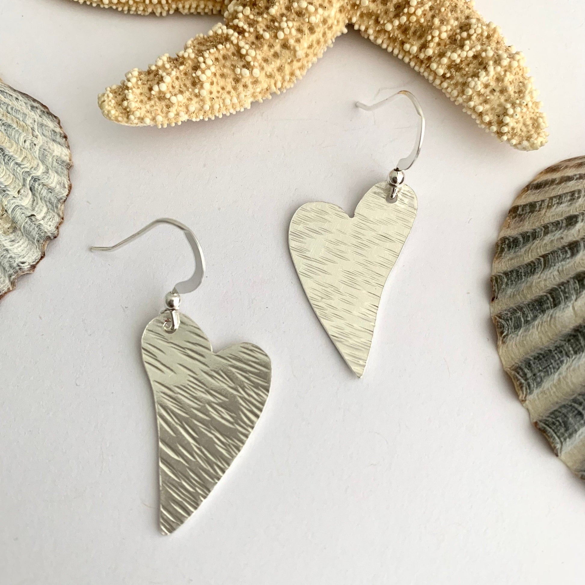 Bark Like Textured Heart Dangle Earrings