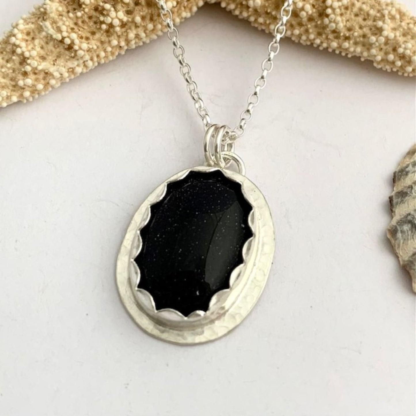 Black Sunstone Sterling Silver Pendant