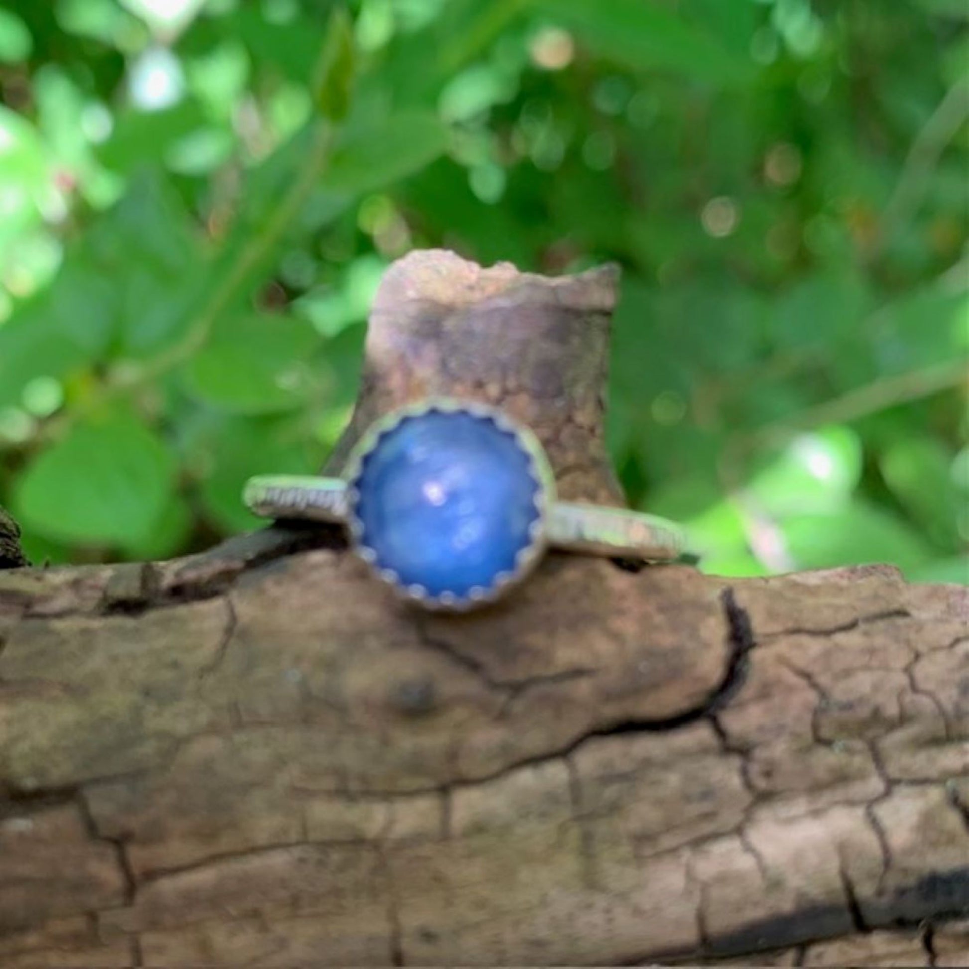 Blue Fluorite Gemstone and Sterling Silver Ring