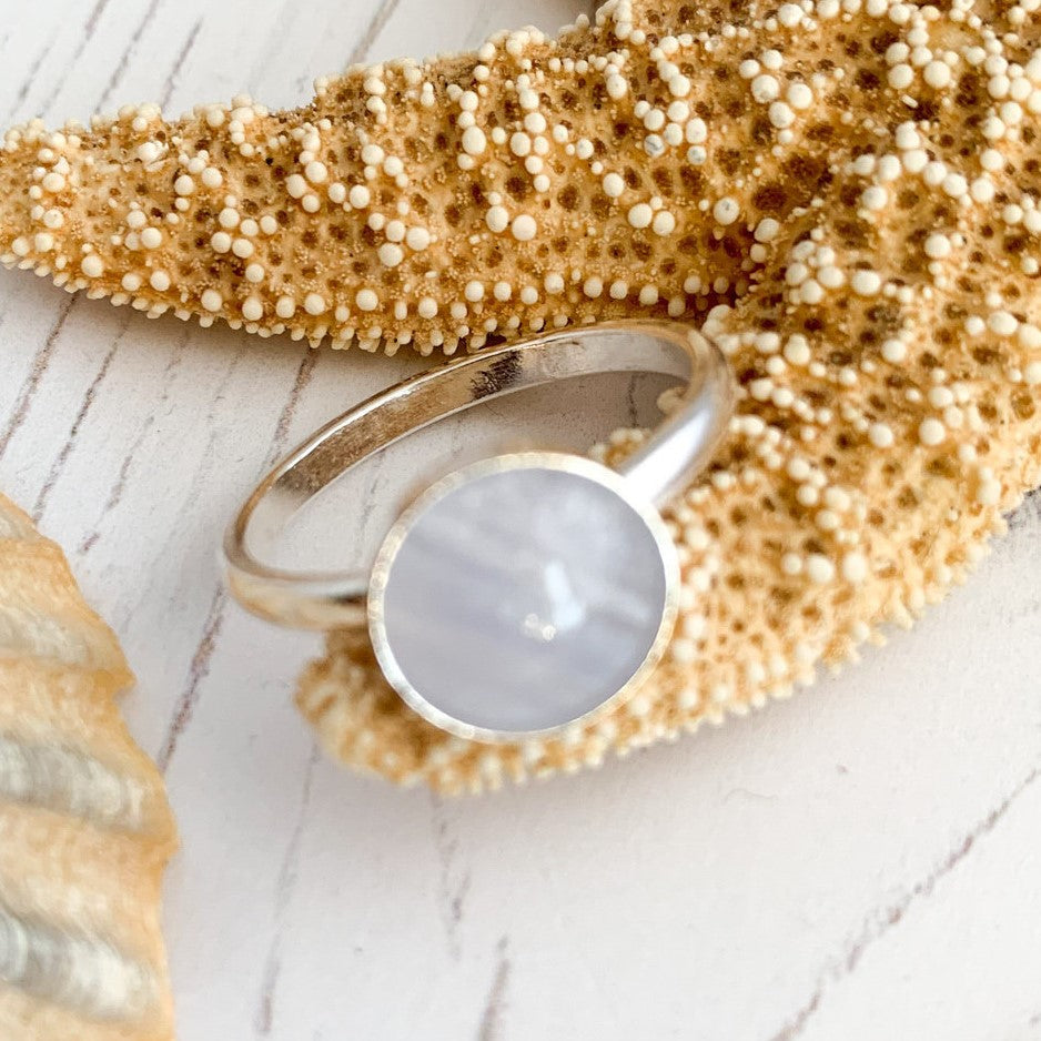 Blue Lace Agate Sterling Silver Stacking Ring