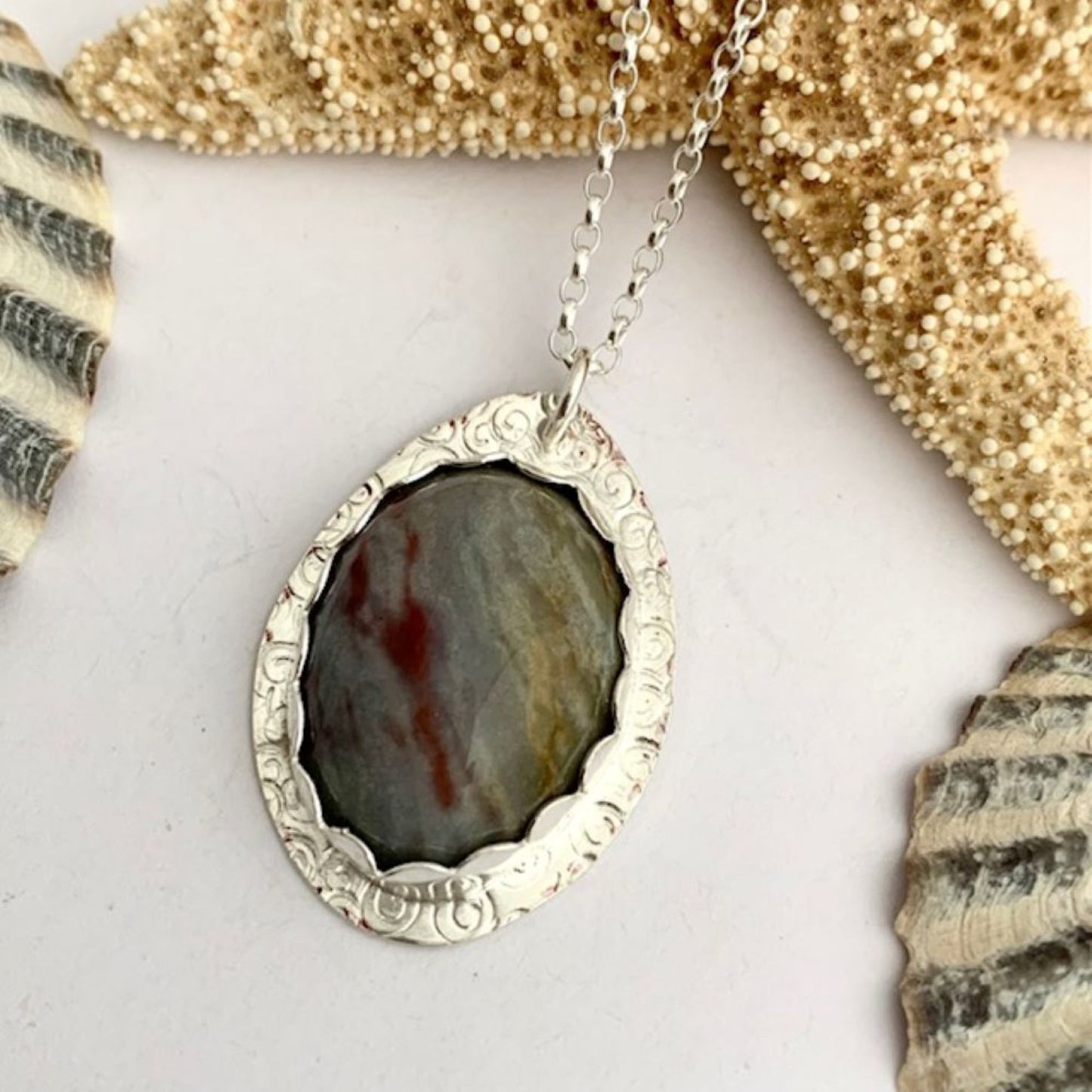 Botswana Agate Gemstone and Silver Pendant