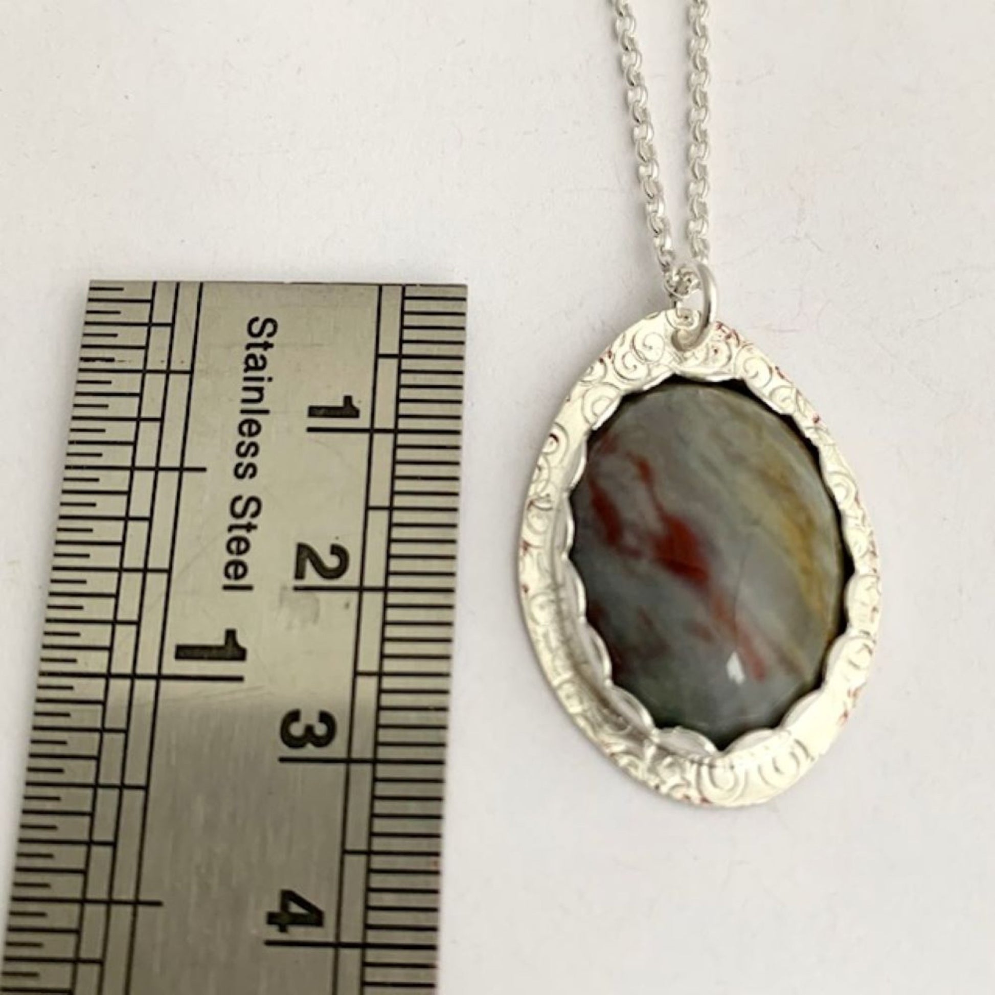 Botswana Agate Gemstone and Sterling Silver Necklace