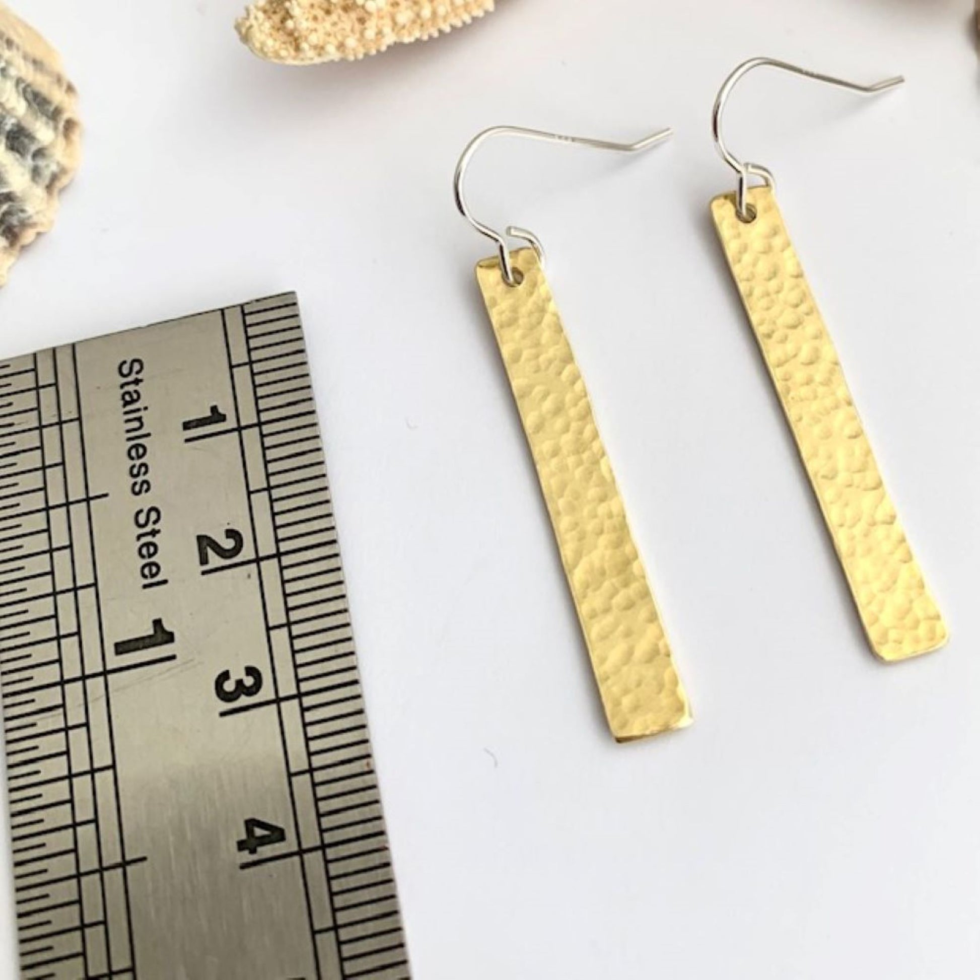 Brass Dangle Bar Earrings