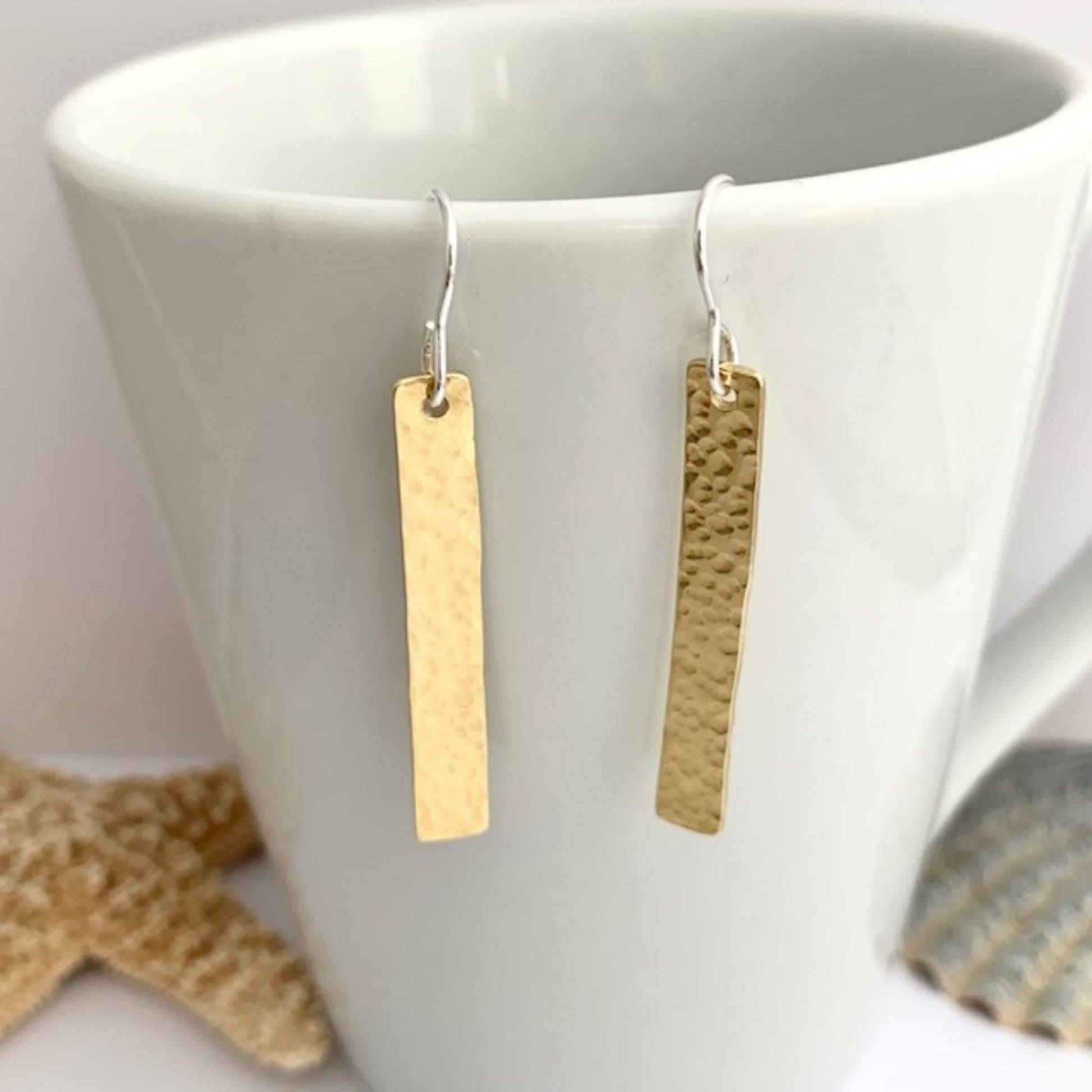 Brass Dangle Stick Earrings