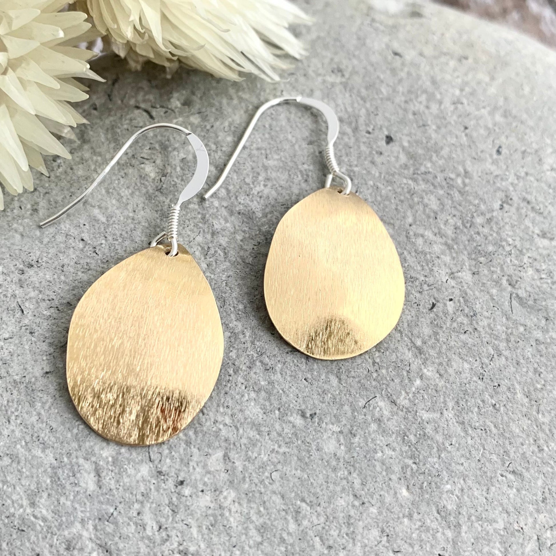 Brass Drop Oval Earrings