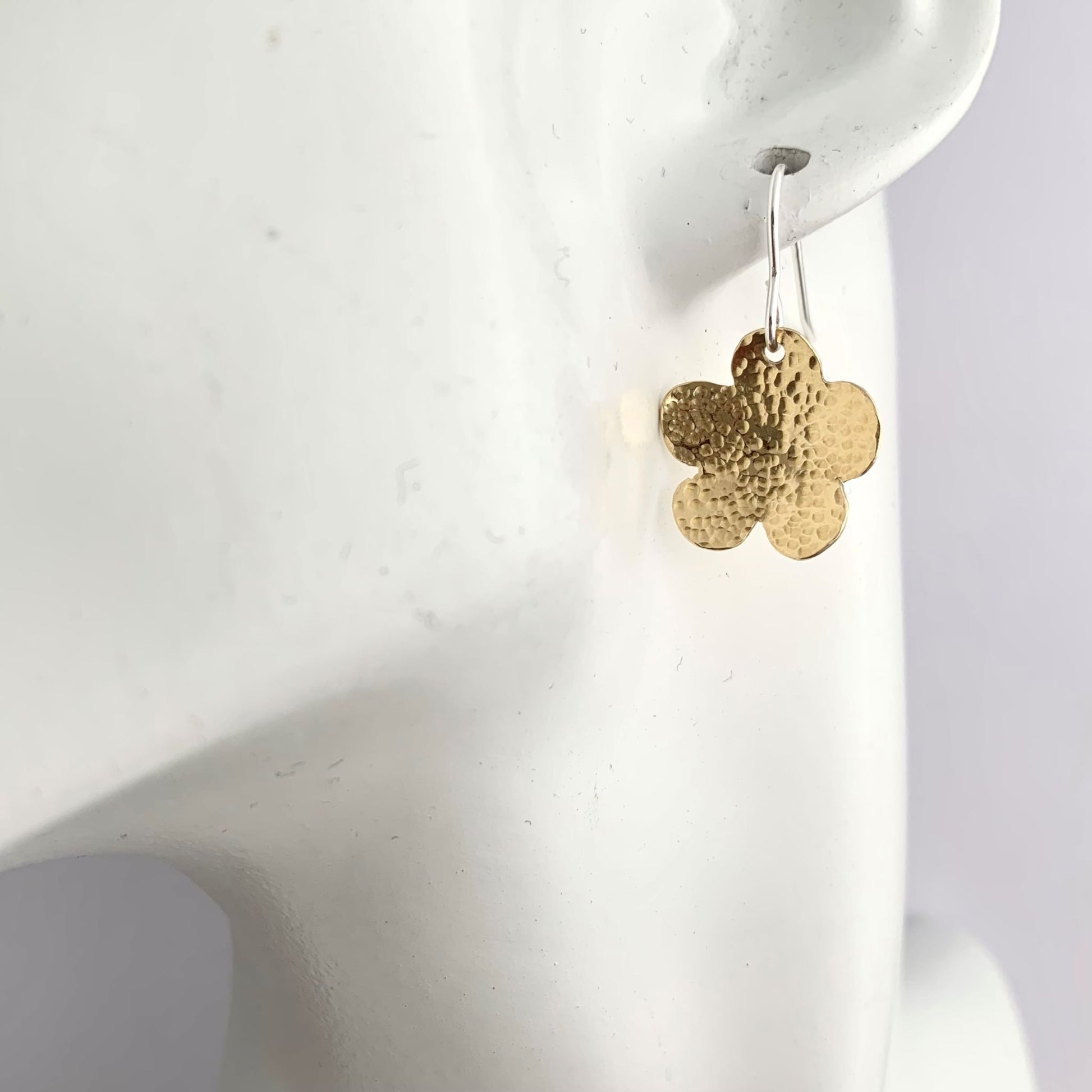 Brass Flower Daisy Drop Earrings