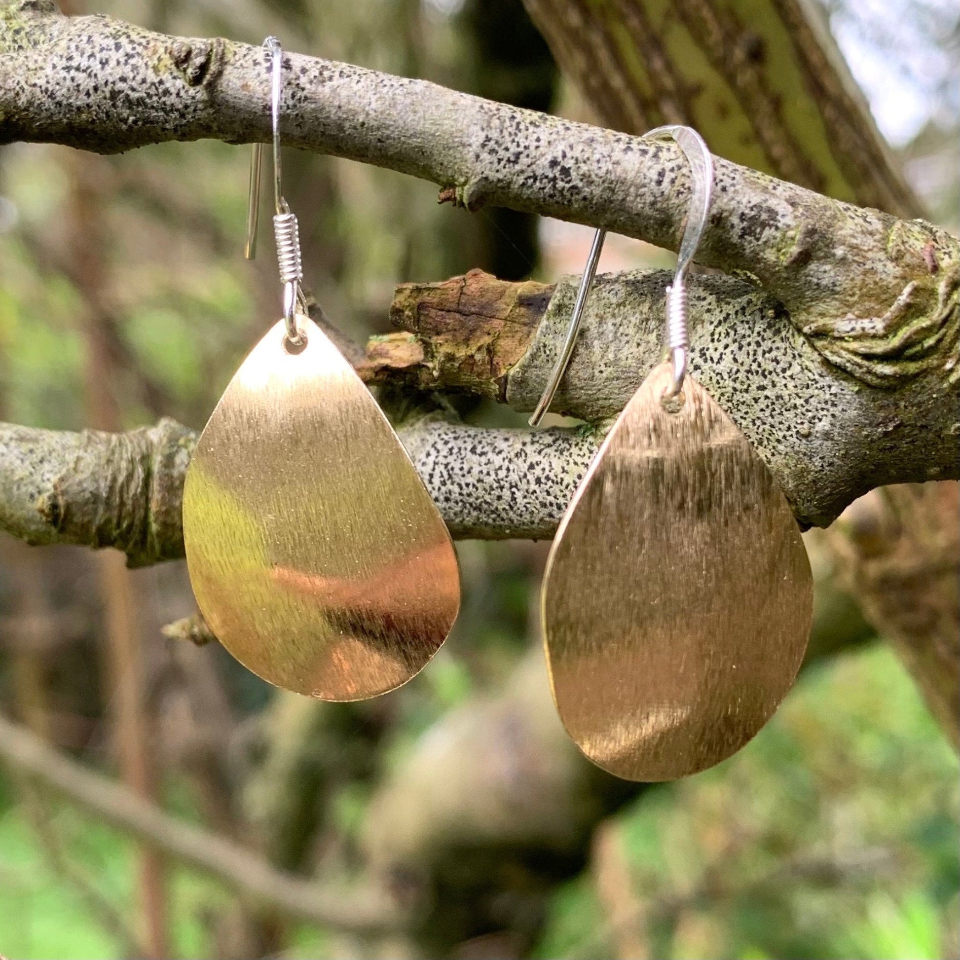 Brass Oval Drop Earrings