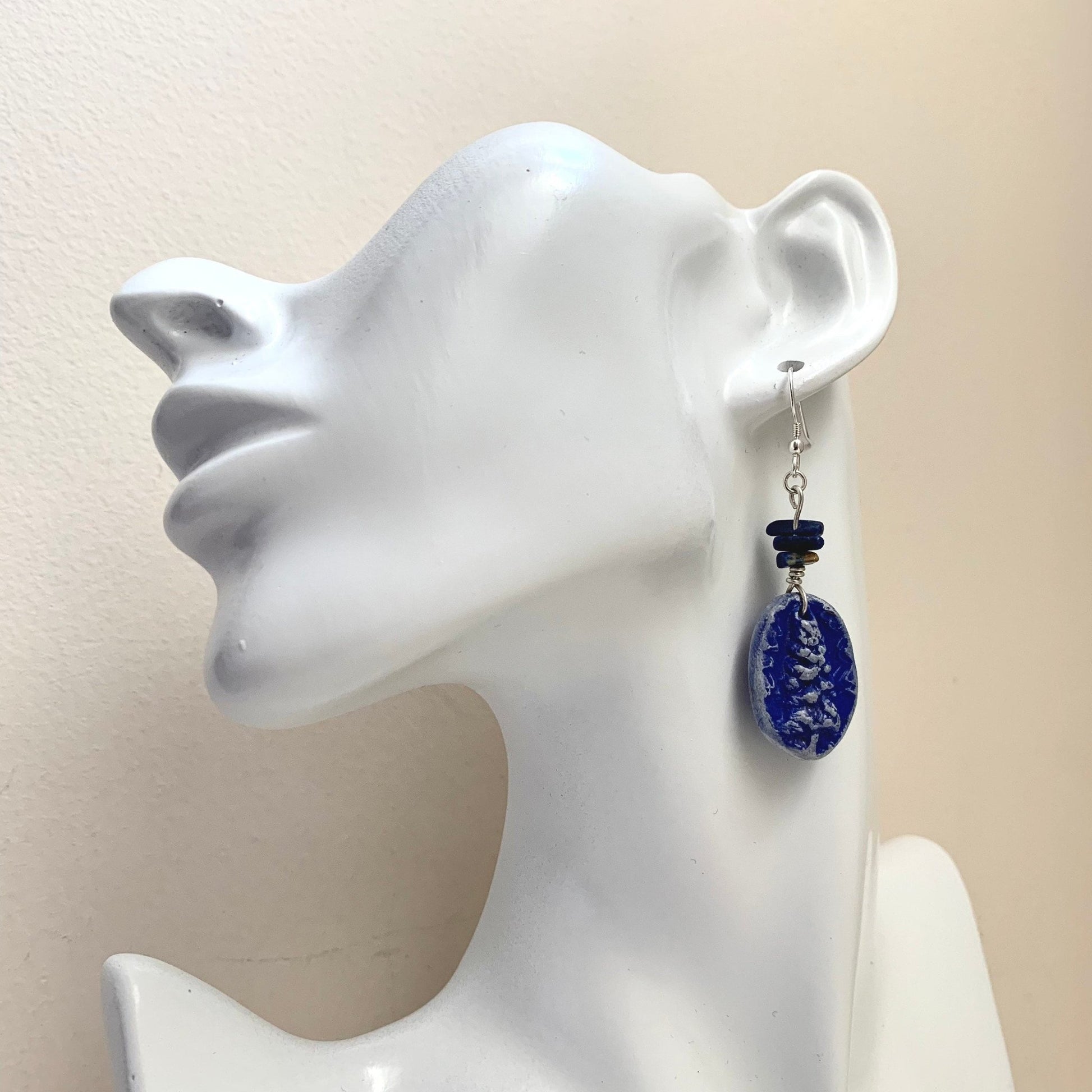 Ceramic Blue Lapis Lazuli Tree Earrings