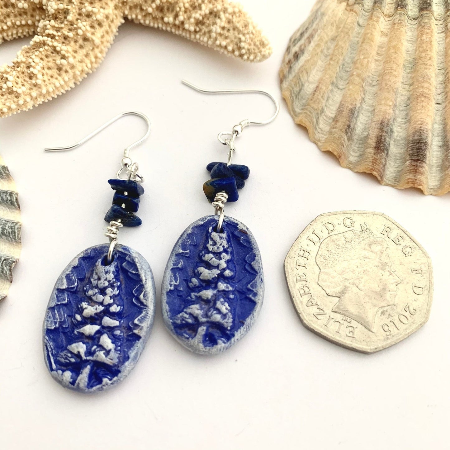 Ceramic Blue Lapis Lazuli Tree Earrings