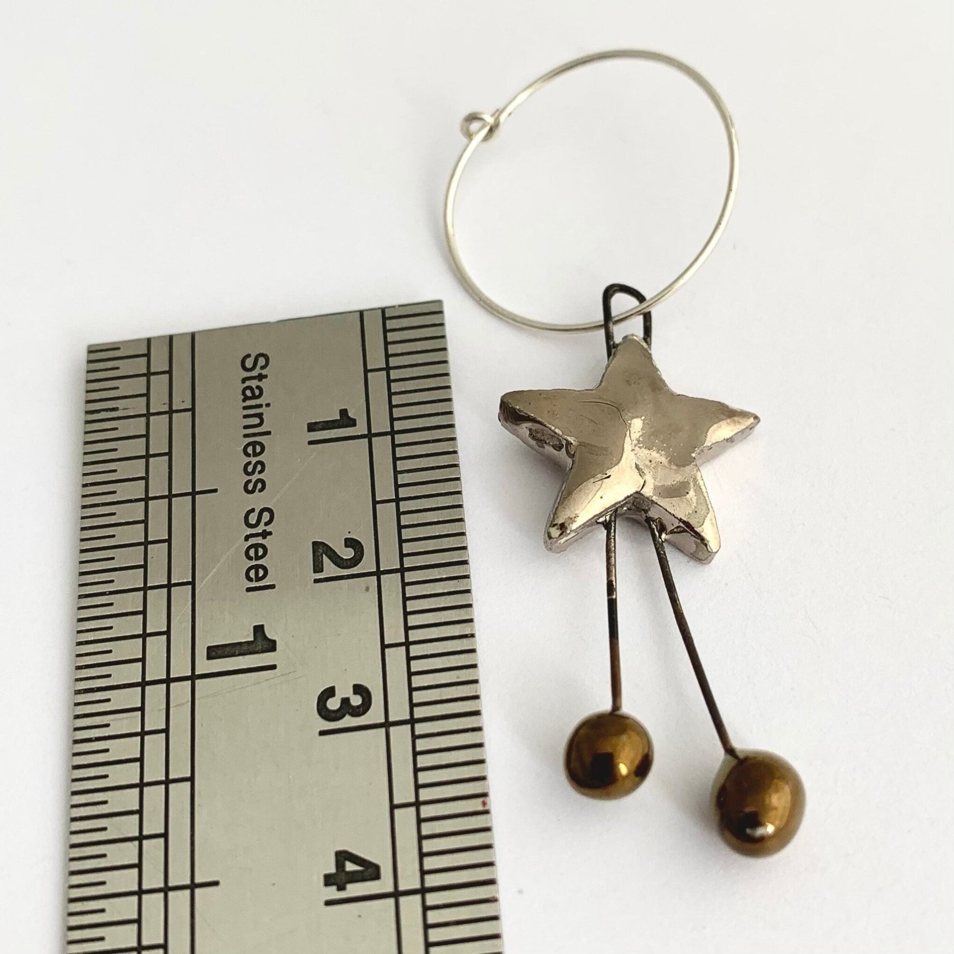 Quirky Ceramic Silver Dangle Star Earrings 4