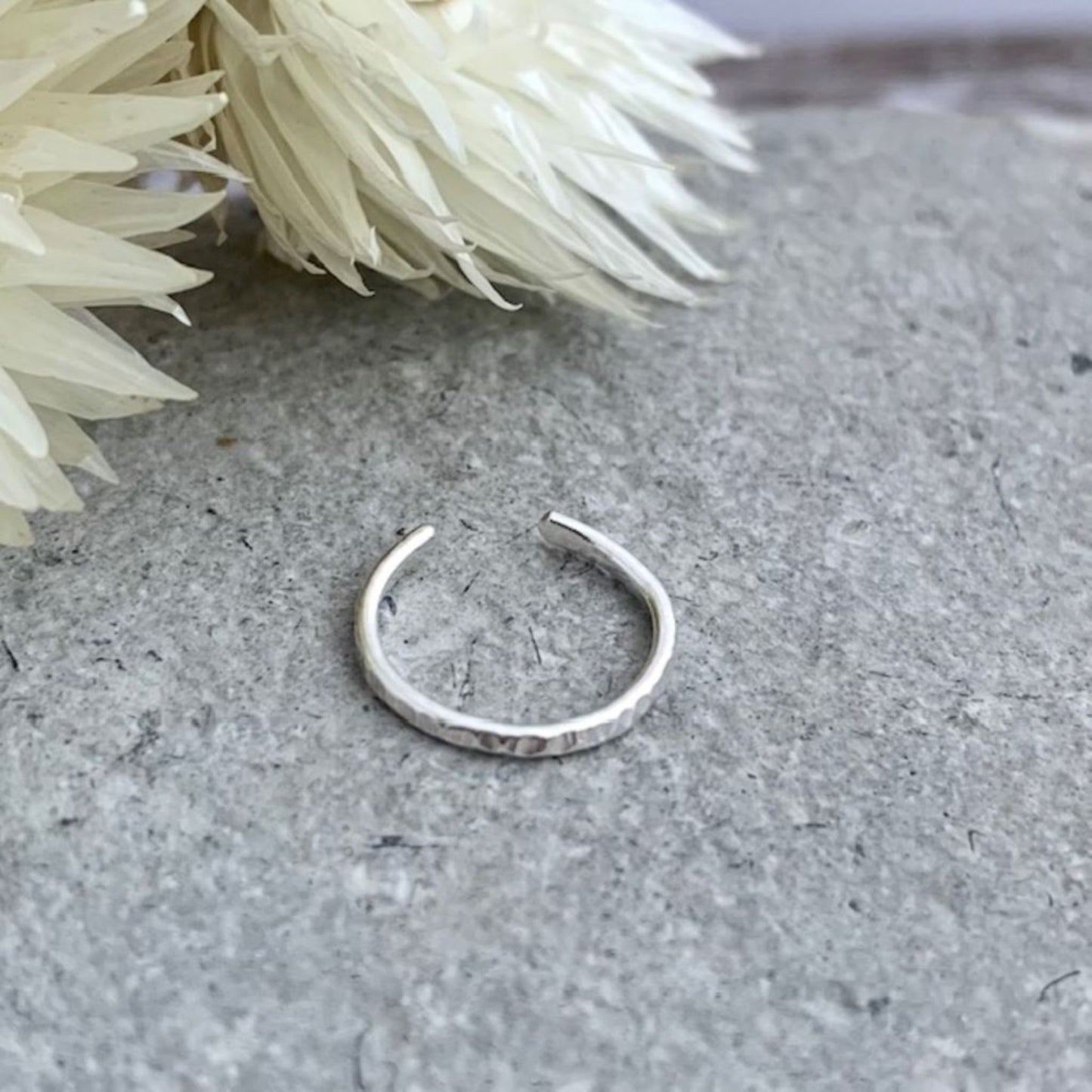 Conch Silver Hammered Ear Cuff 