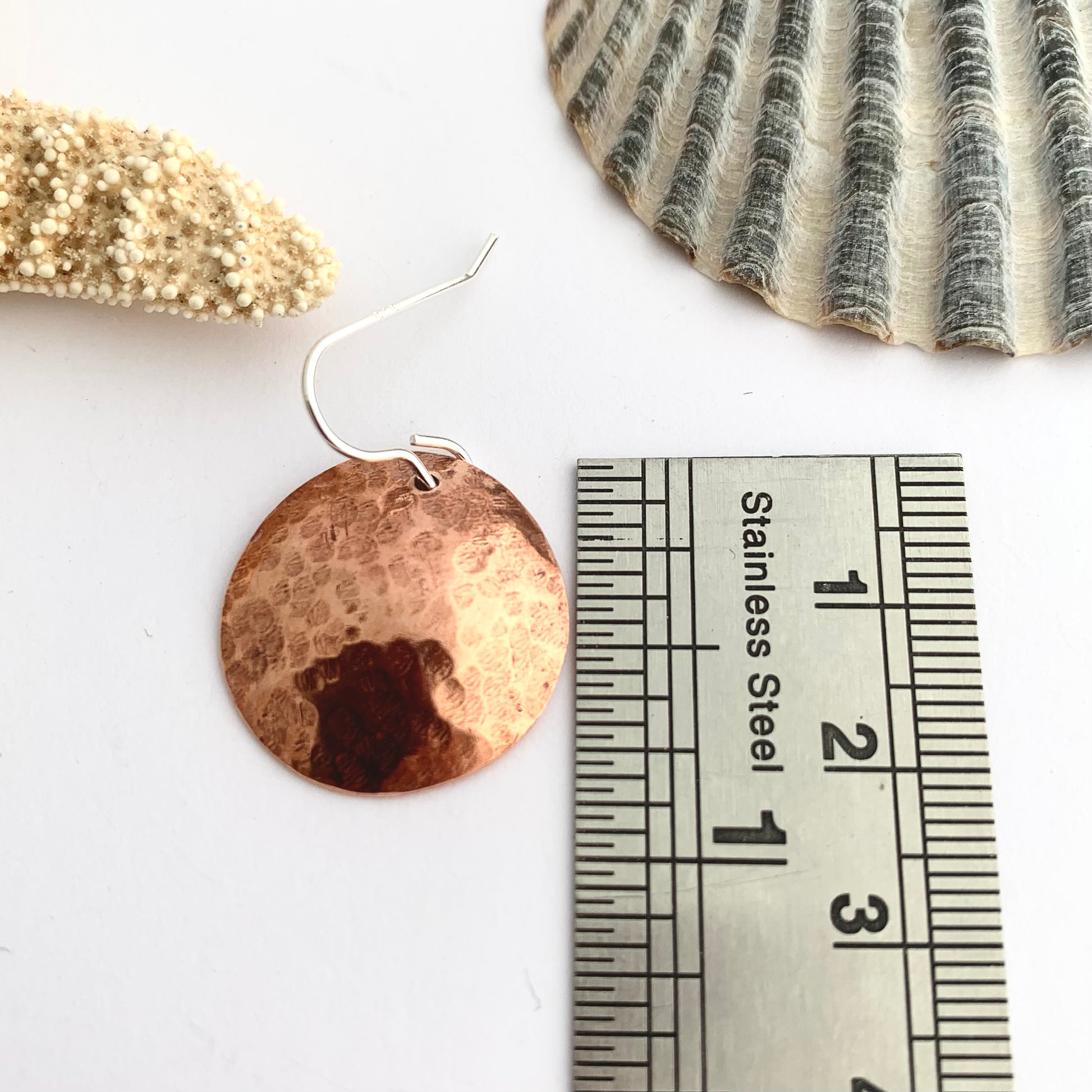Copper Domed Circle Dangly Earrings