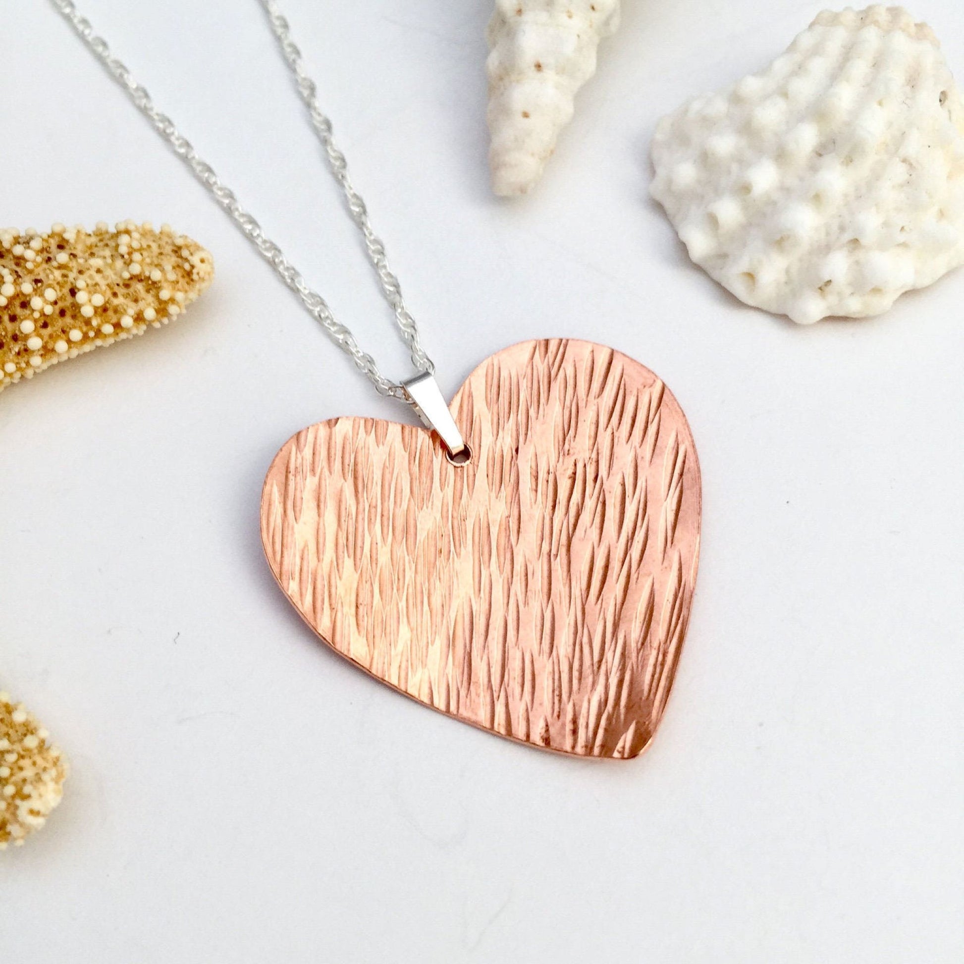 Copper Hammered Heart Necklace