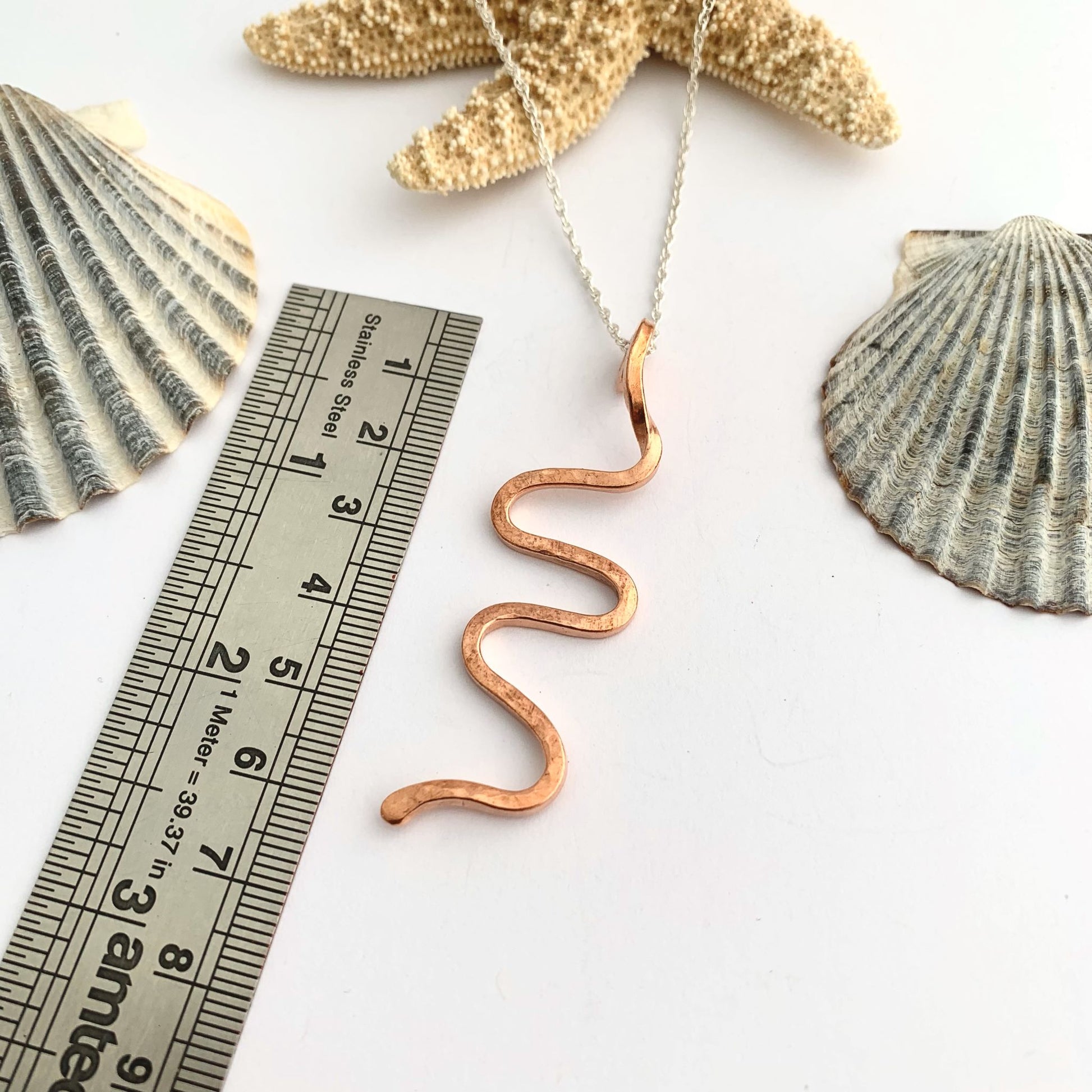 Copper Hammered Snake Design Necklace