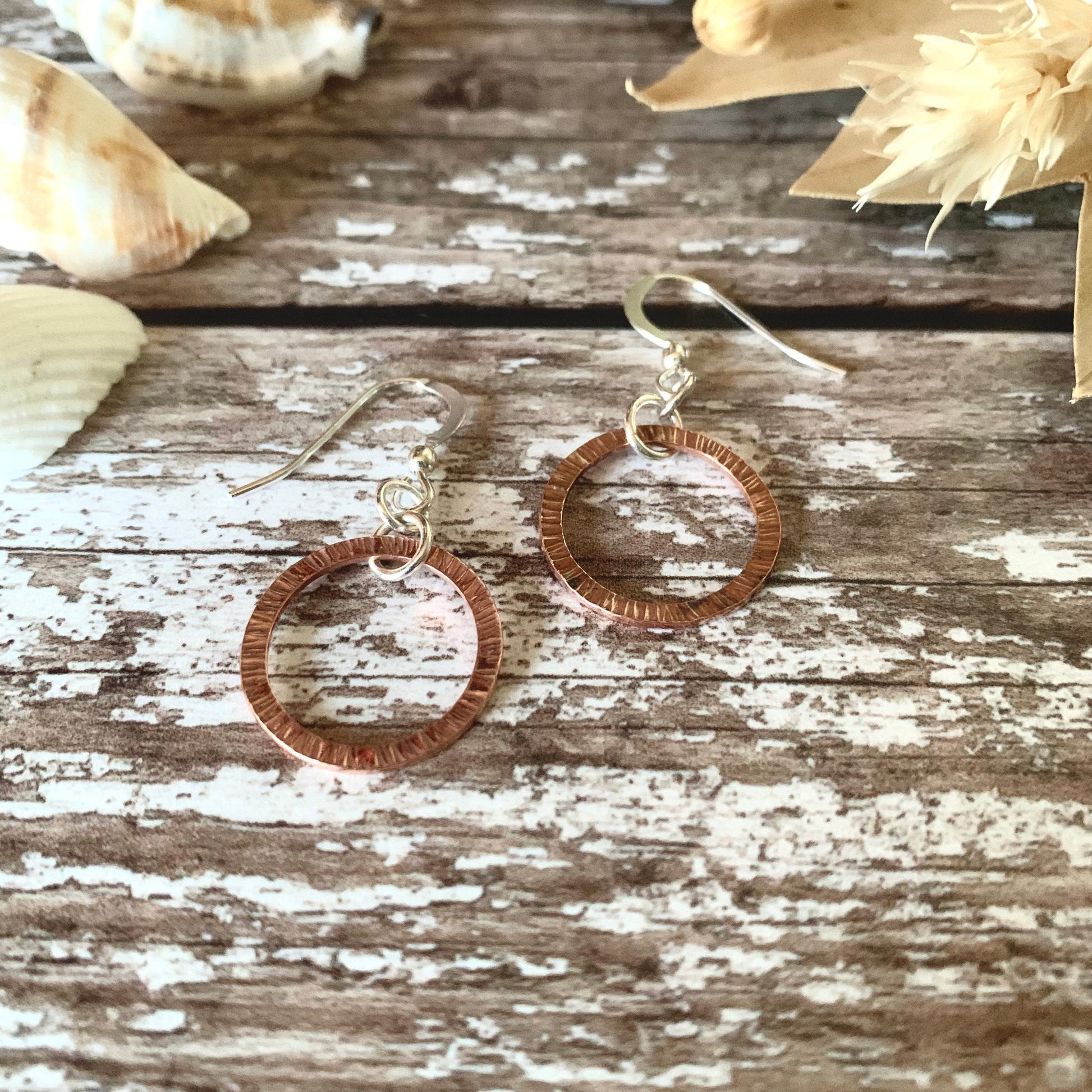 Copper Hoop Dangle Earrings