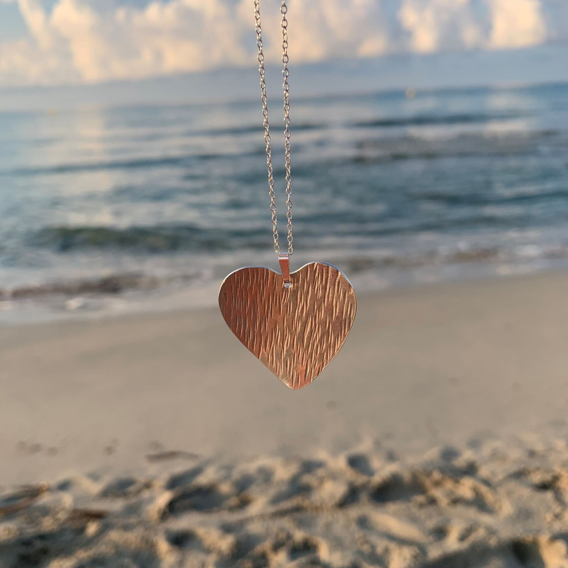 Copper Rustic Hammered Heart Necklace