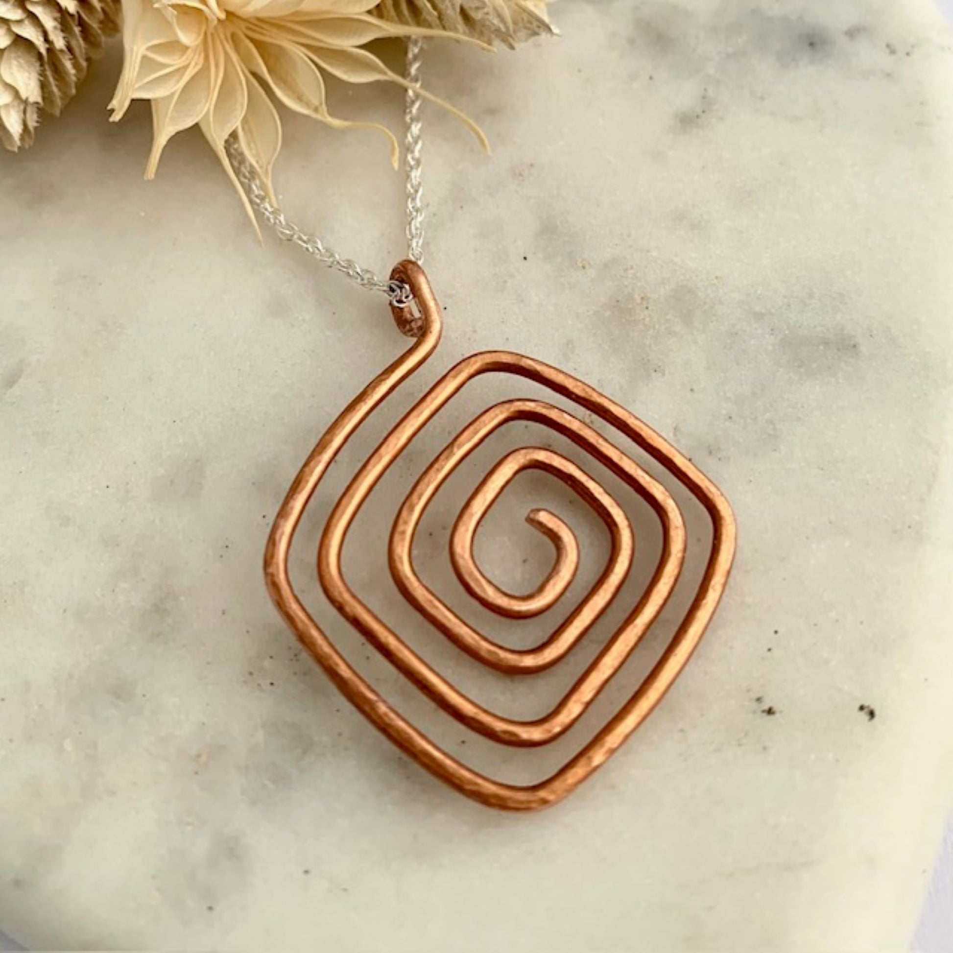 Copper Square Spiral Necklace