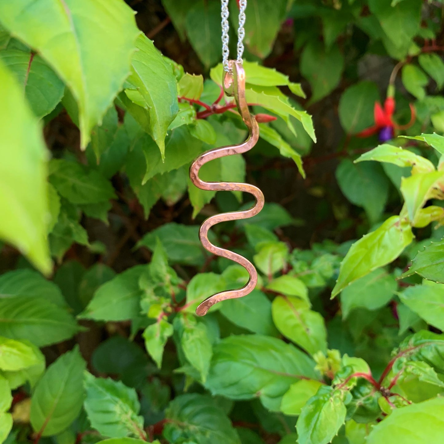 Copper Textured Wavy Snake Design Pendant