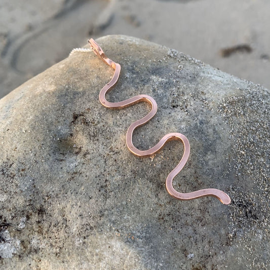 Copper Wavy Snake Pendant