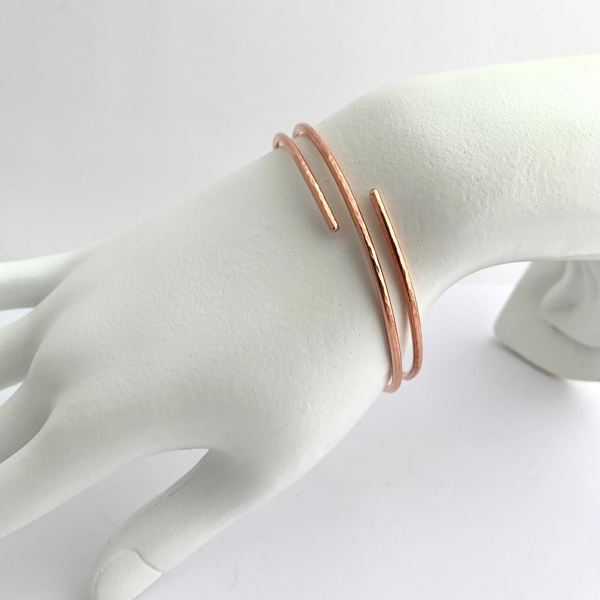 Copper Wire Hammered Open Adjustable Bangle