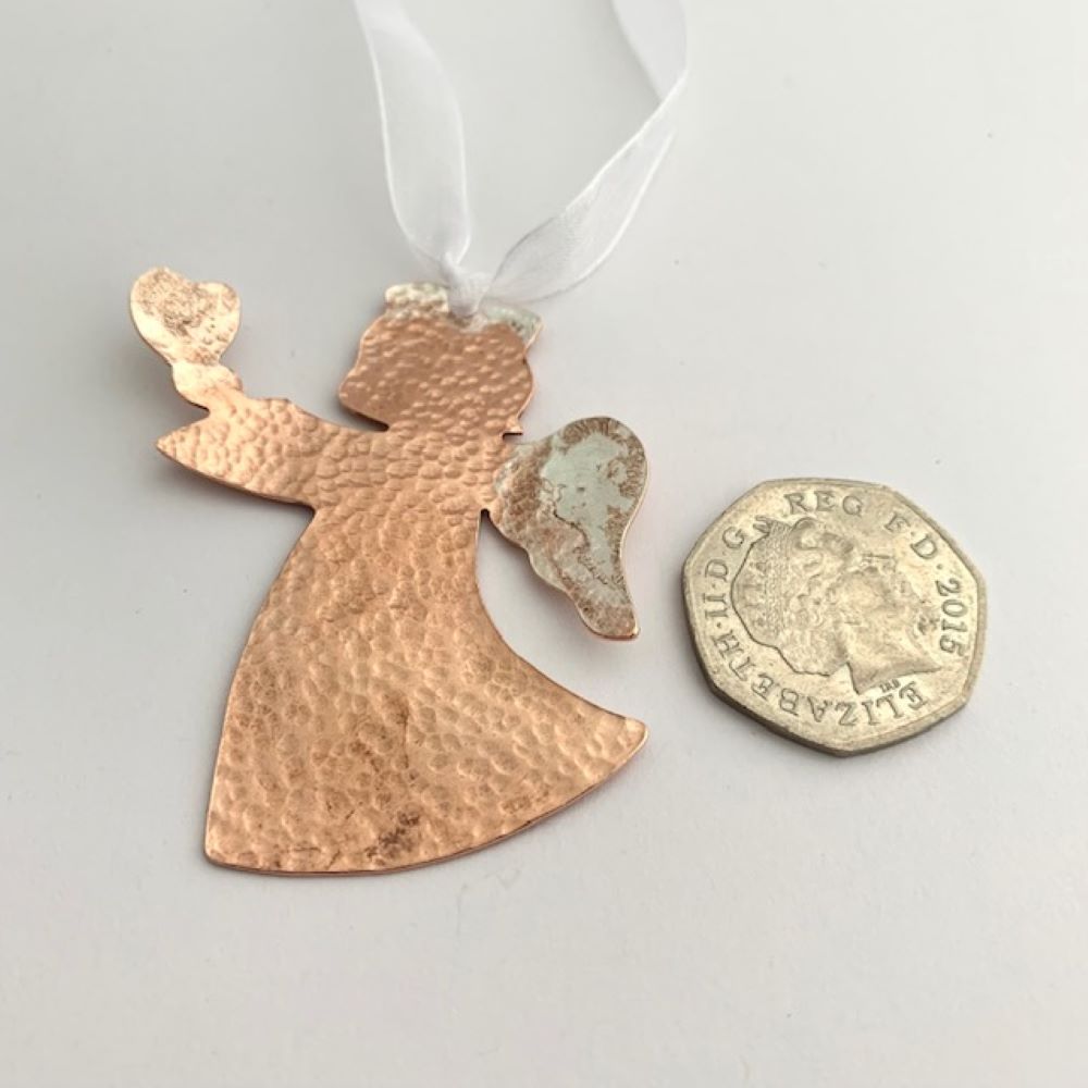 Copper and Sterling Silver Angel Decoration