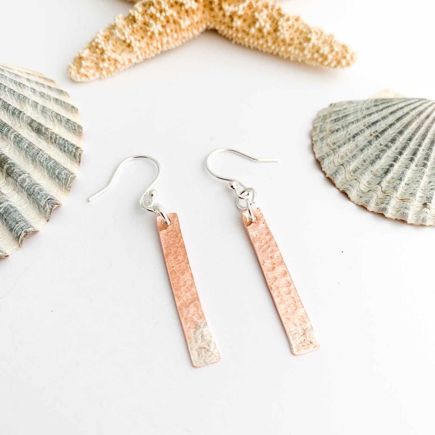 Copper and Sterling Silver Stick Earrings