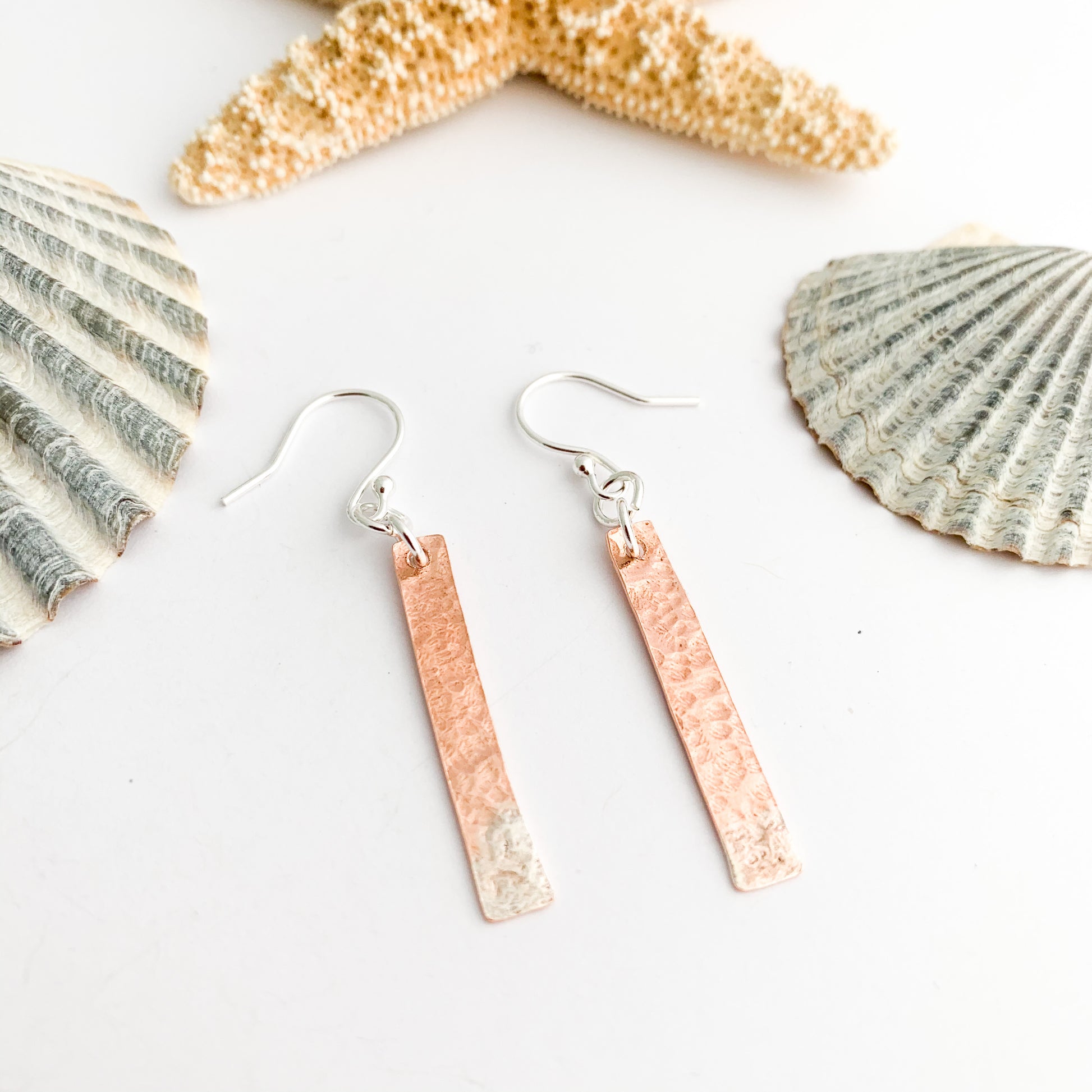 Copper and Sterling Silver Stick Earrings