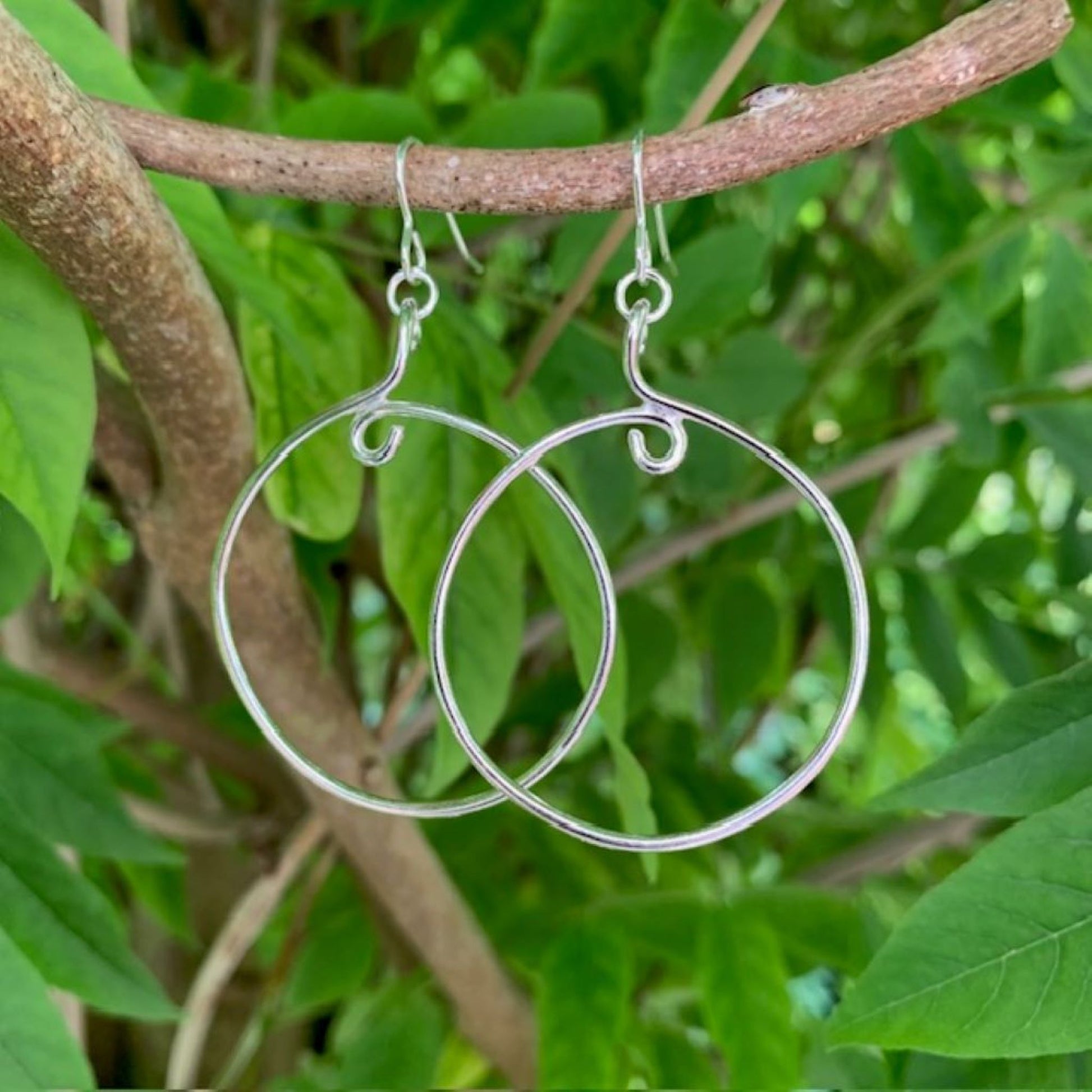 Dangly Plain Sterling Silver Hoop Earrings