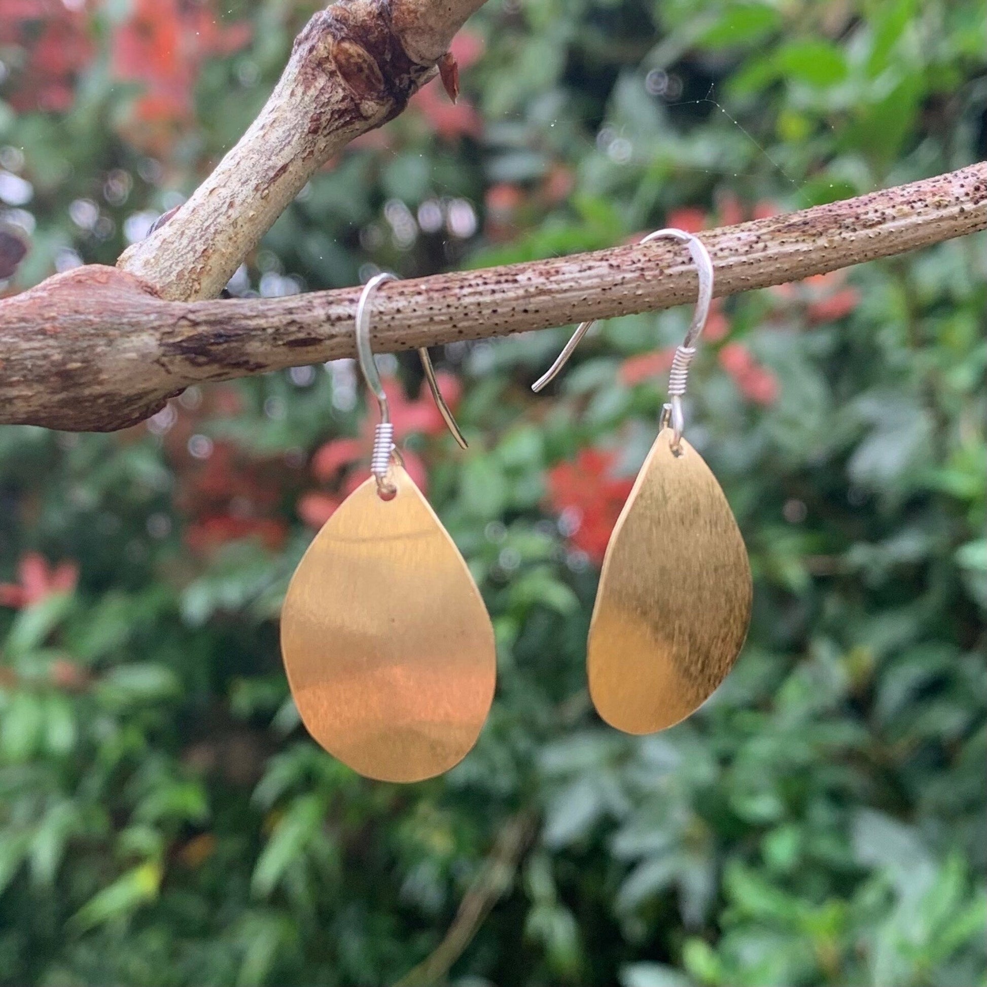 Dangly Textured Brass Earrings