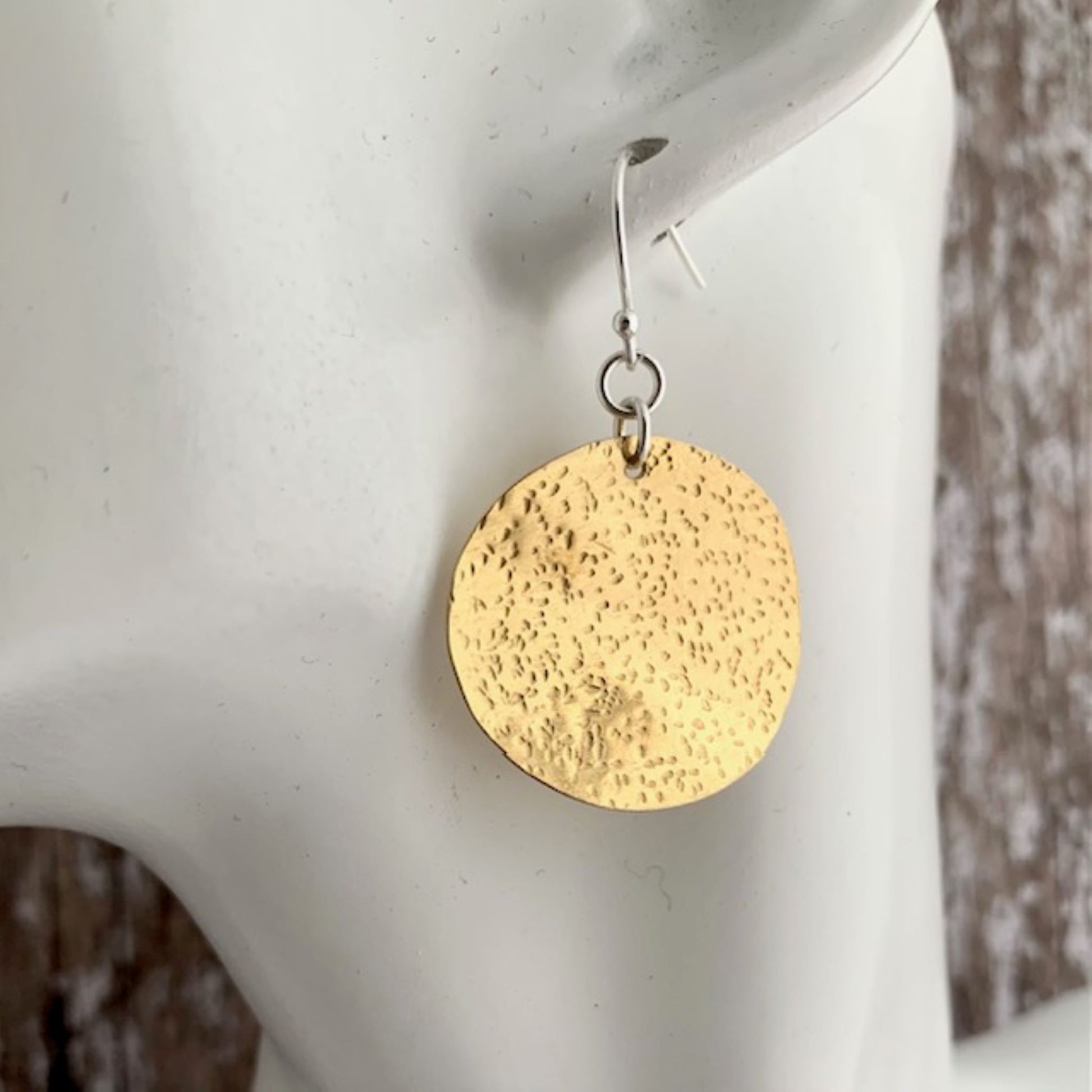 Dangly Hammered Brass Dangle Disc Earrings