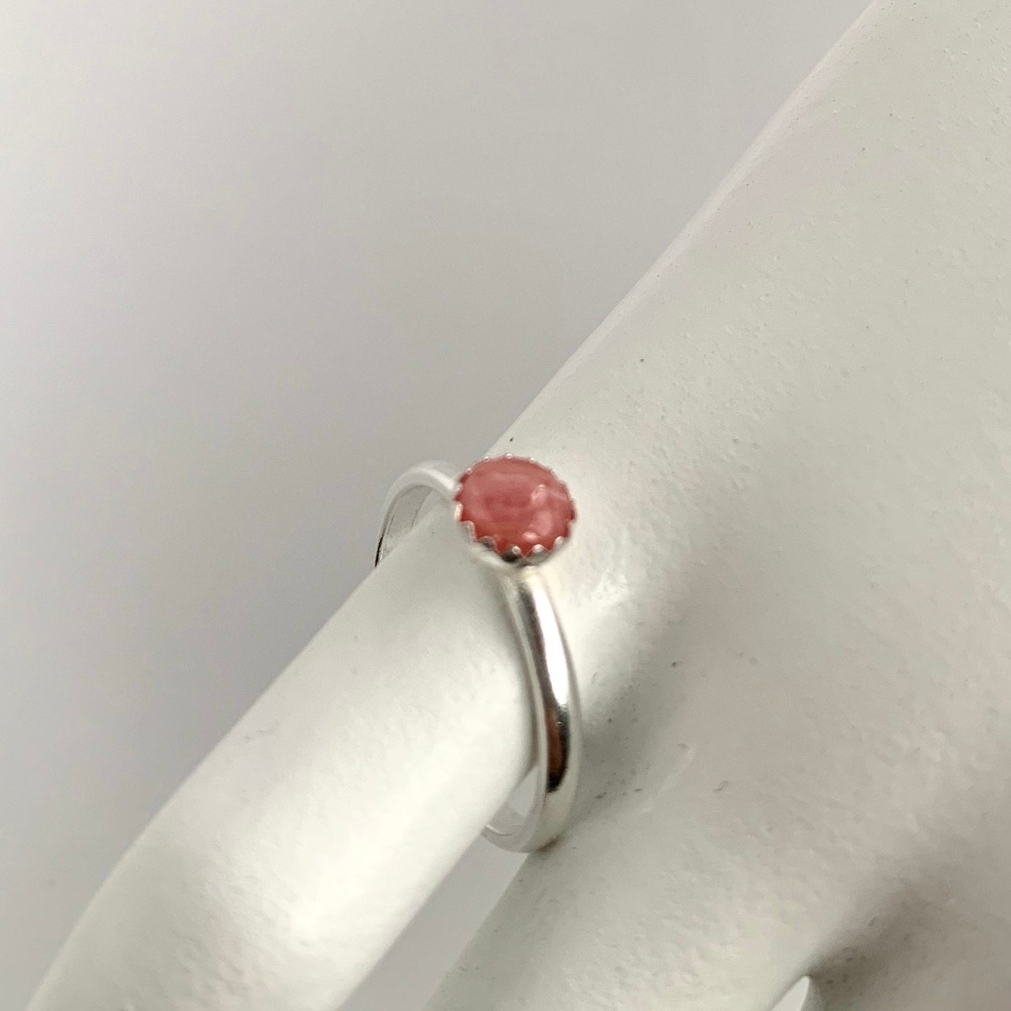 Delicate Open Silver Ring with Gemstone