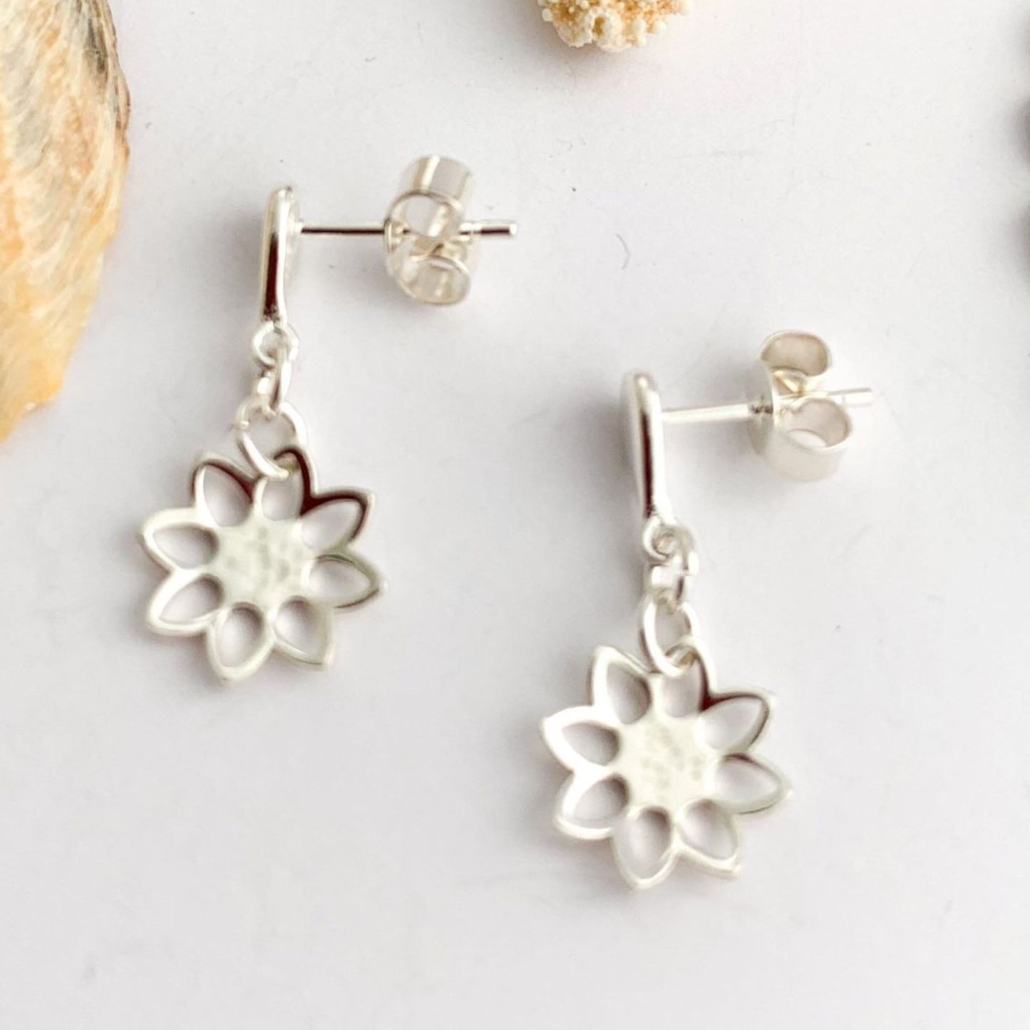 Delicate Sterling Silver Flower Stud Earrings