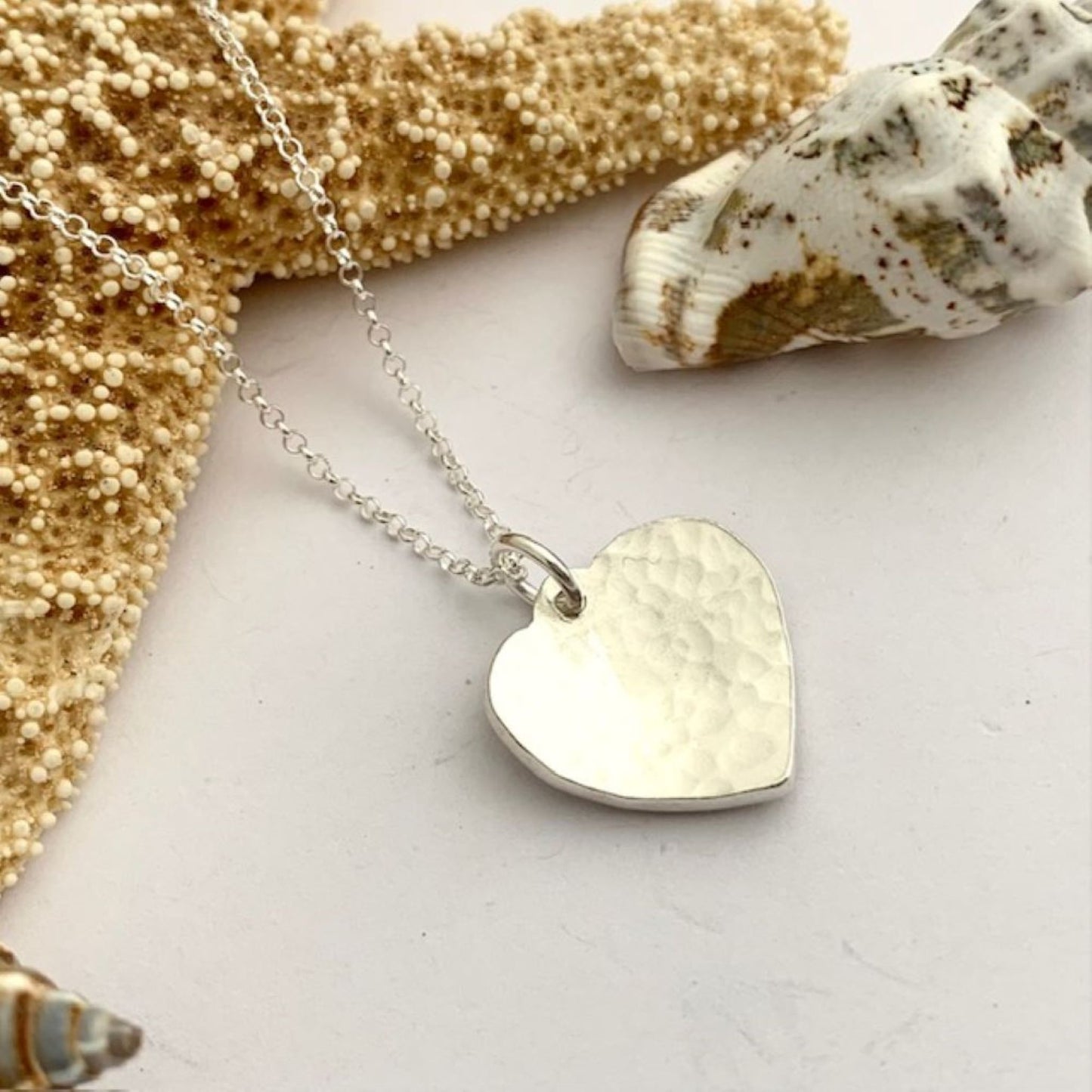 Dimpled 925 Sterling Silver Heart Necklace