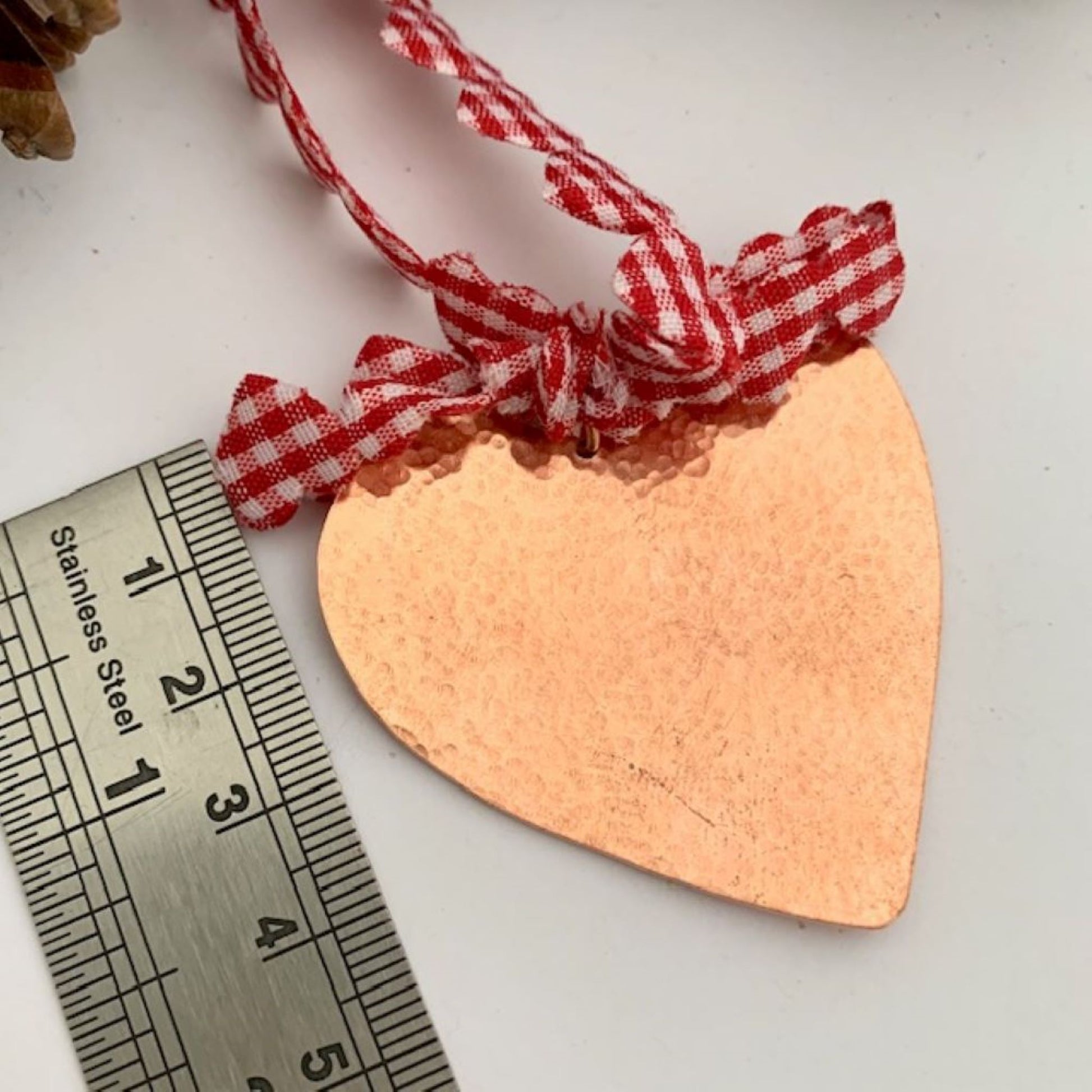 Dimpled Hammered Copper Heart Hanging Decoration