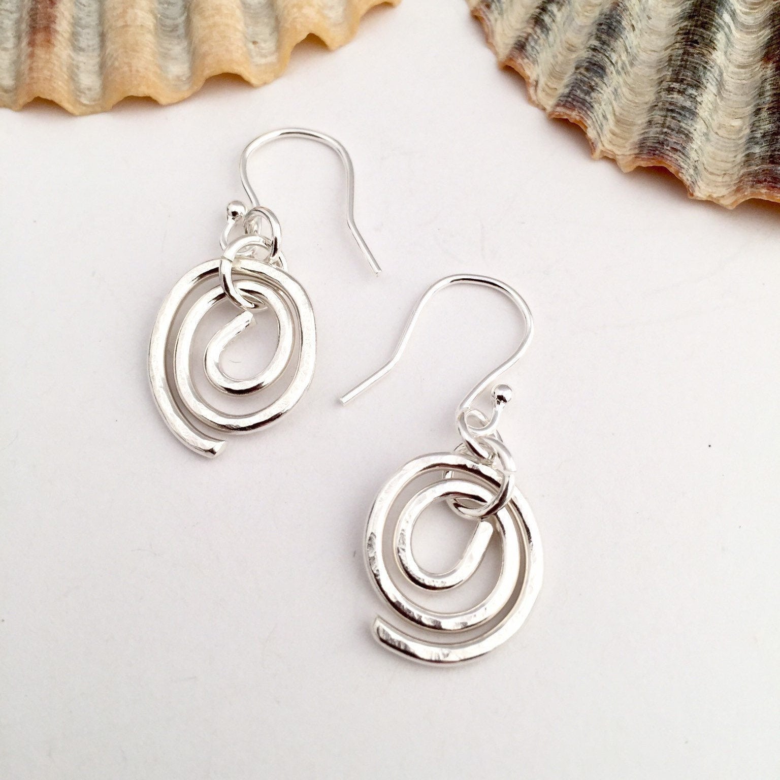 Dimpled Small Coil Dangle Earrings