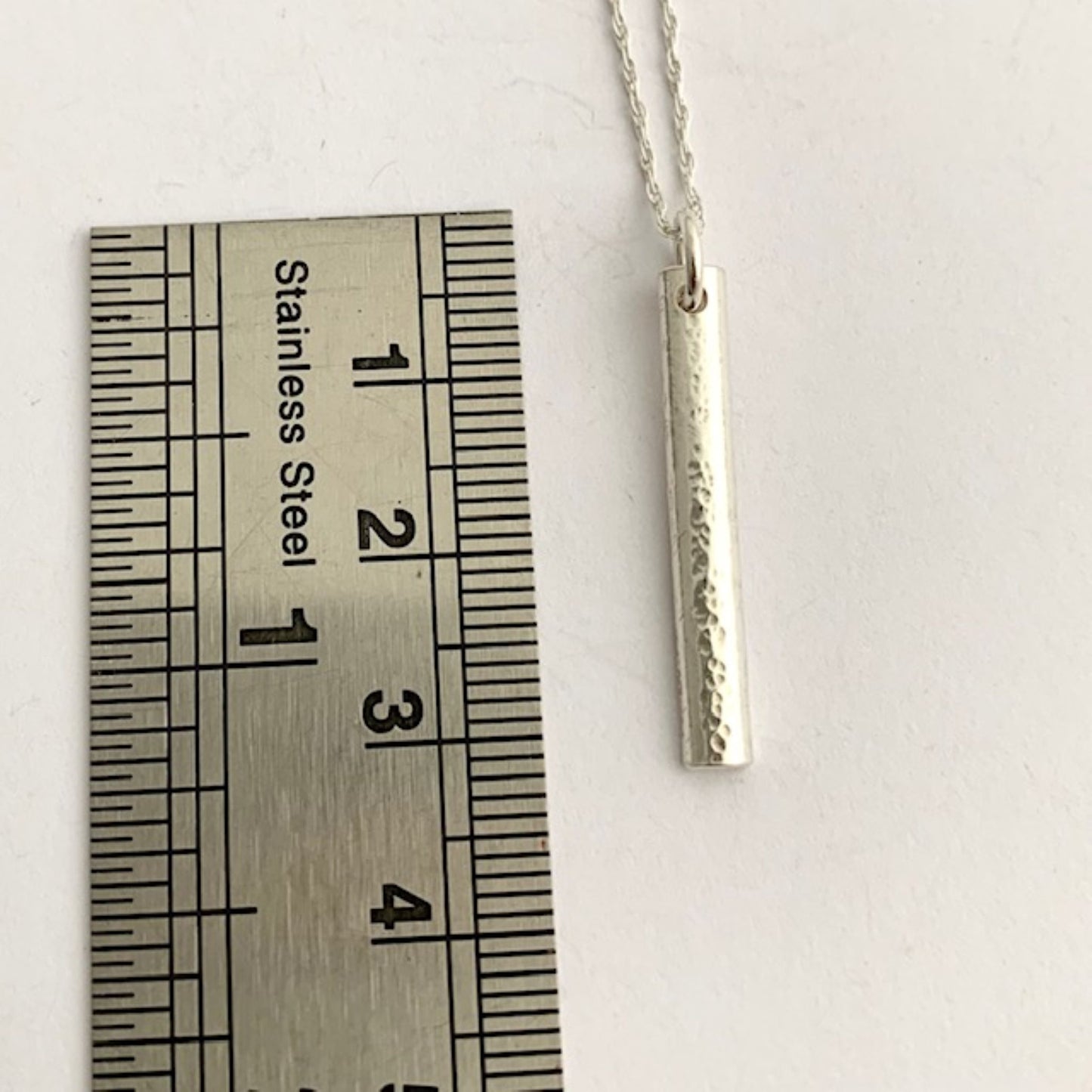 Hammered Bar Sterling Silver Necklace