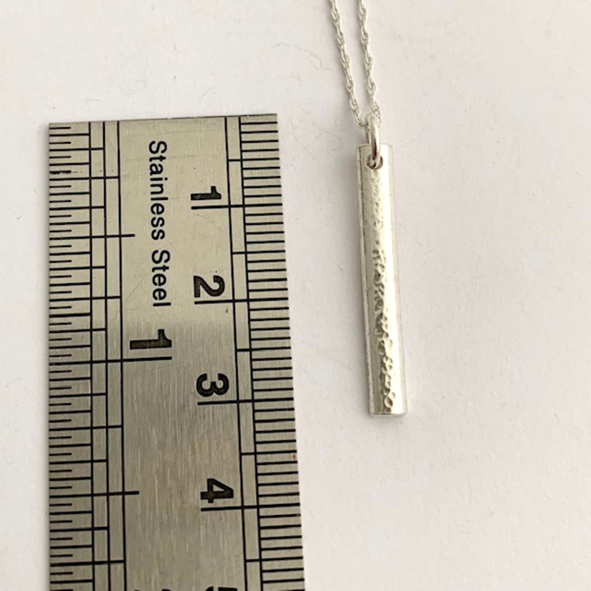 Hammered Bar Sterling Silver Necklace