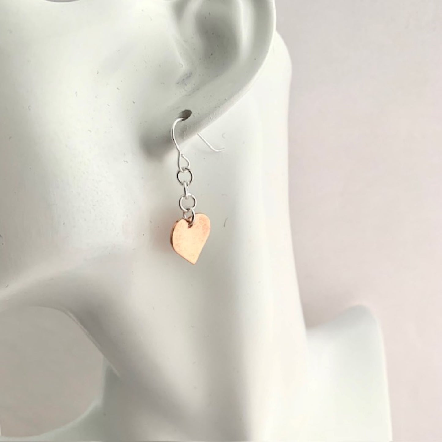 Hammered Copper Heart Earrings