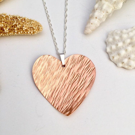 Hammered Copper Love Heart Necklace