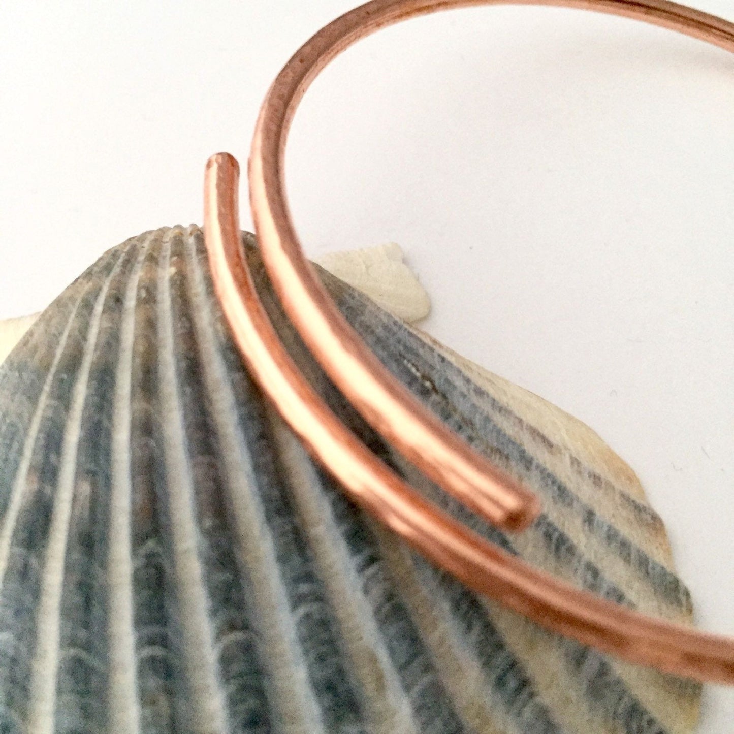 Minimalist Copper Spiral Bangle