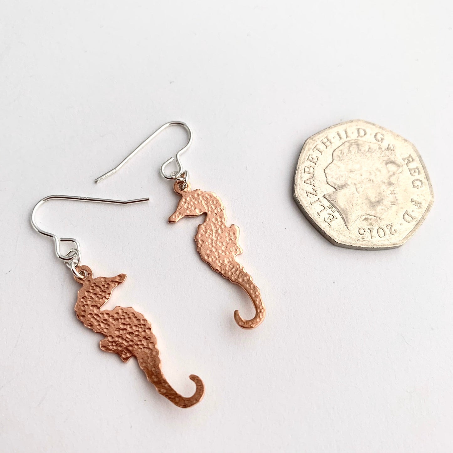 Hammered Copper Sea Horse Earrings 5