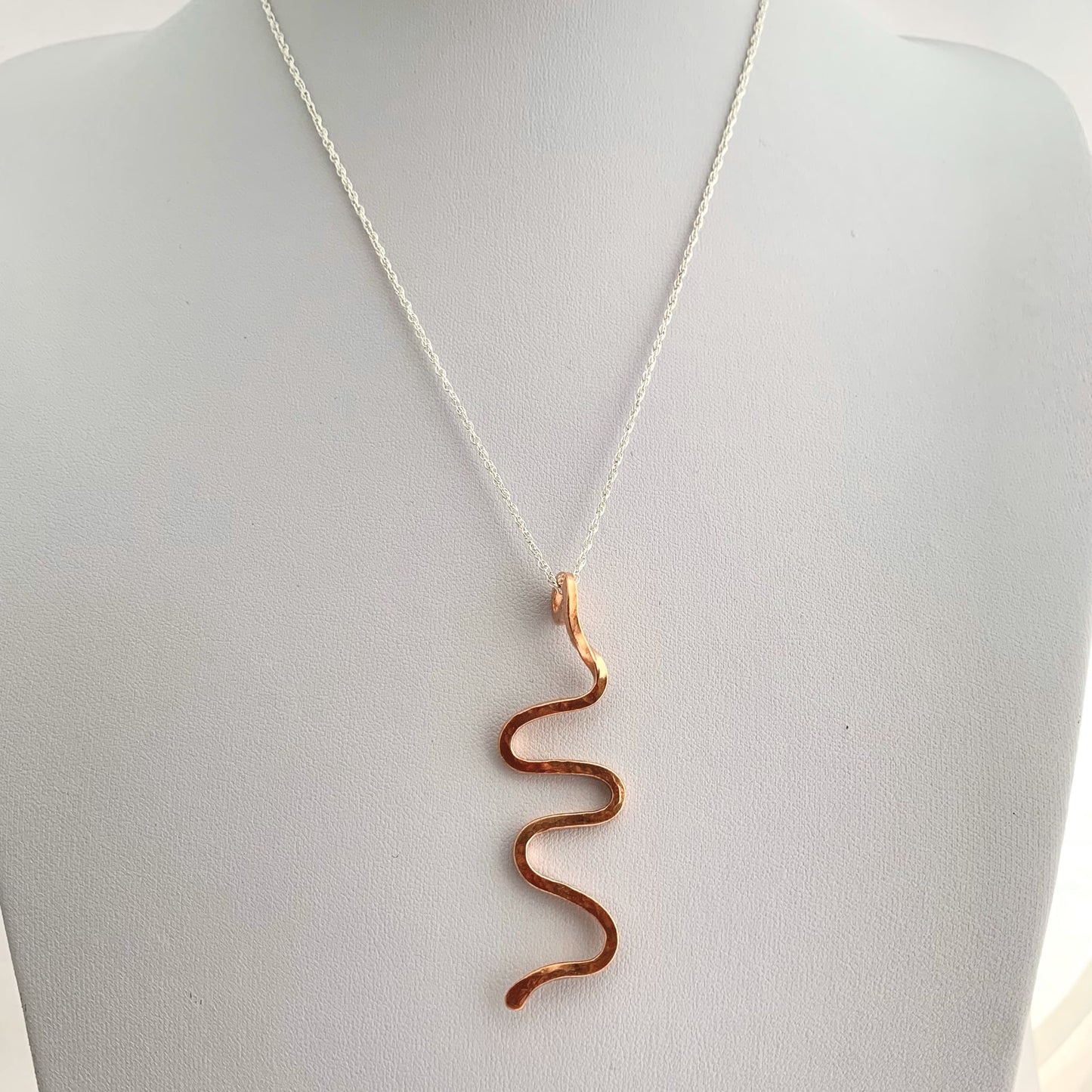 Hammered Copper Snake Design Necklace