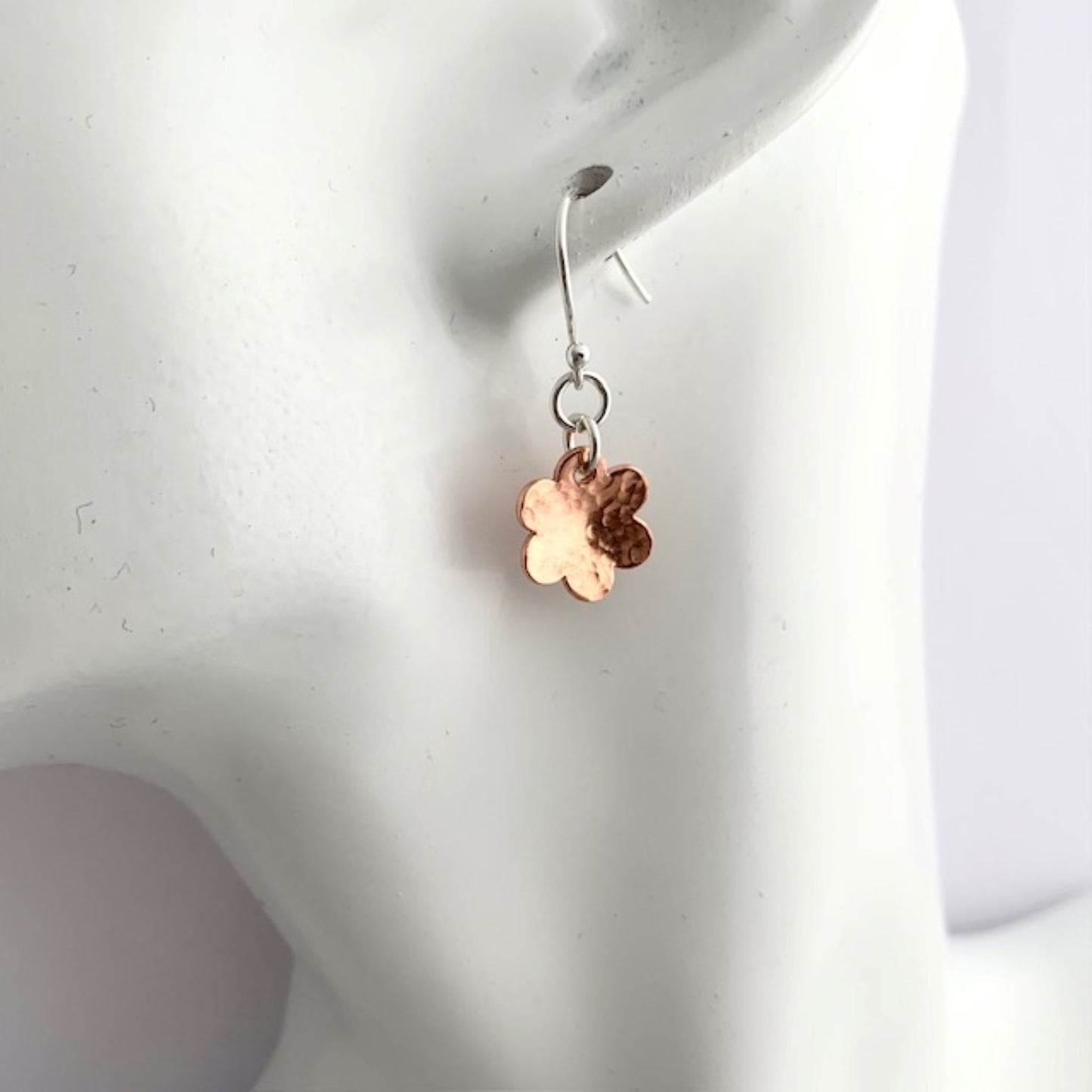 Hammered Daisy Flower Drop Earrings